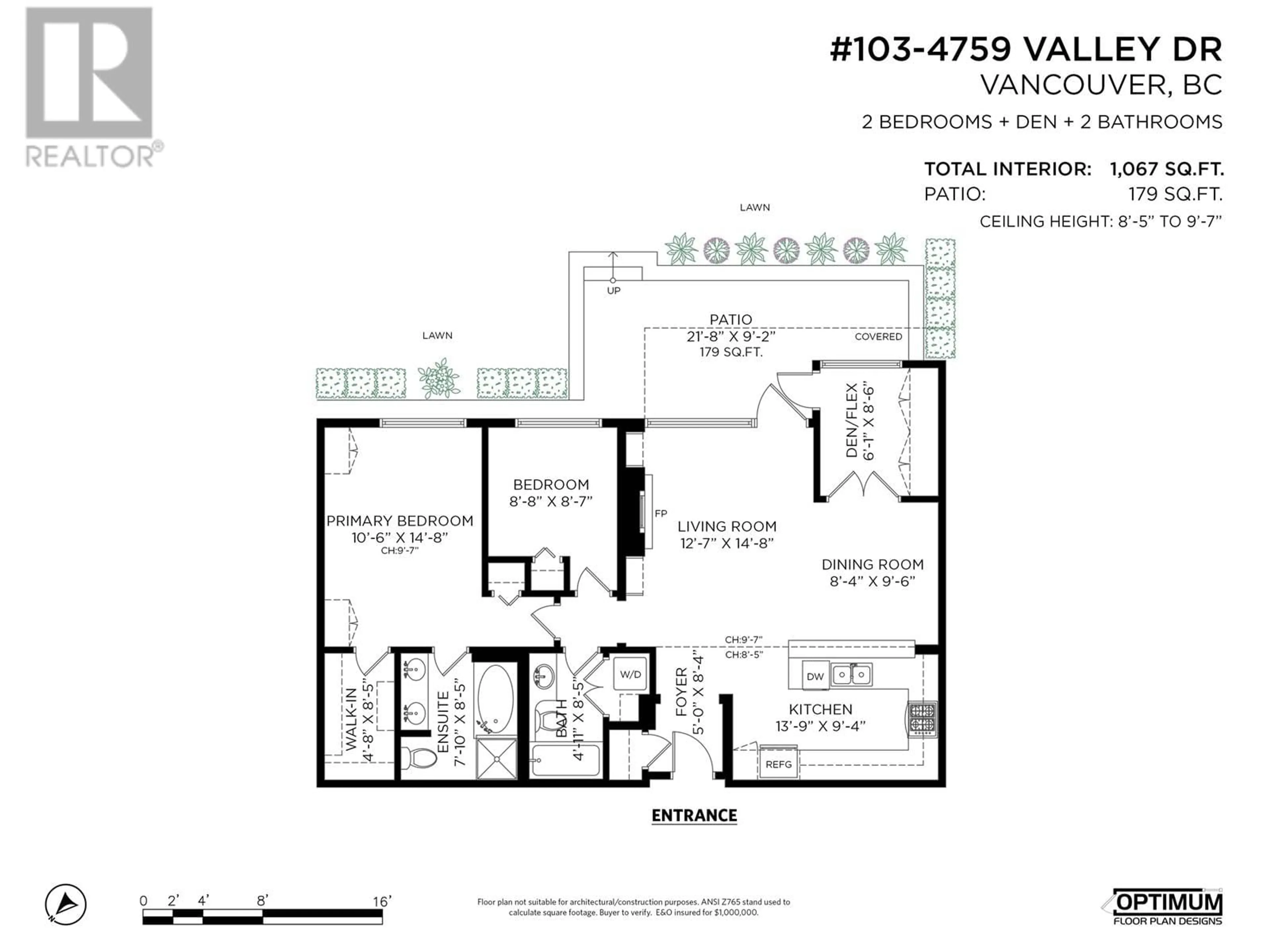 Floor plan for 103 - 4759 VALLEY DRIVE, Vancouver British Columbia V6J4B7