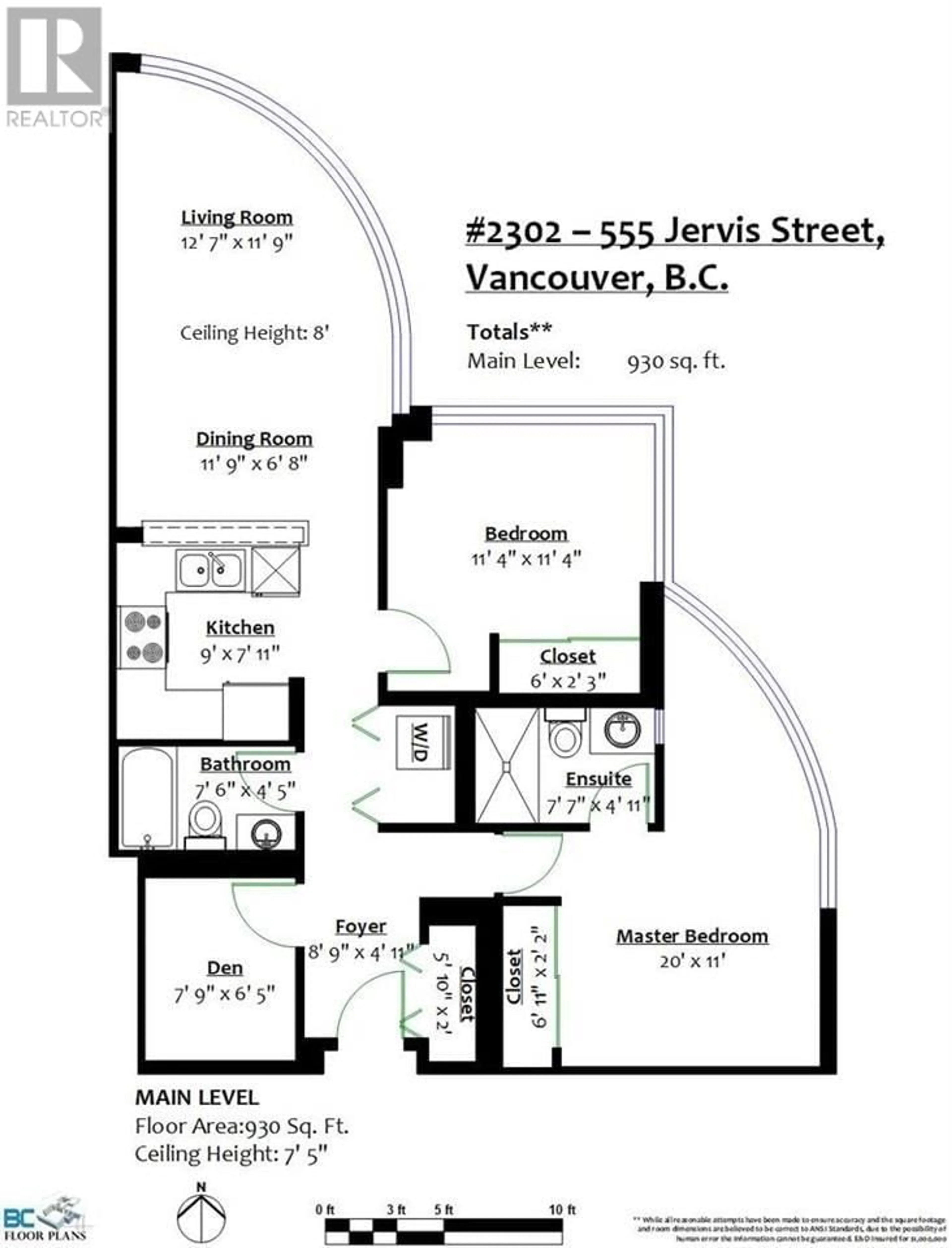 Floor plan for 2302 - 555 JERVIS STREET, Vancouver British Columbia V6E4N1