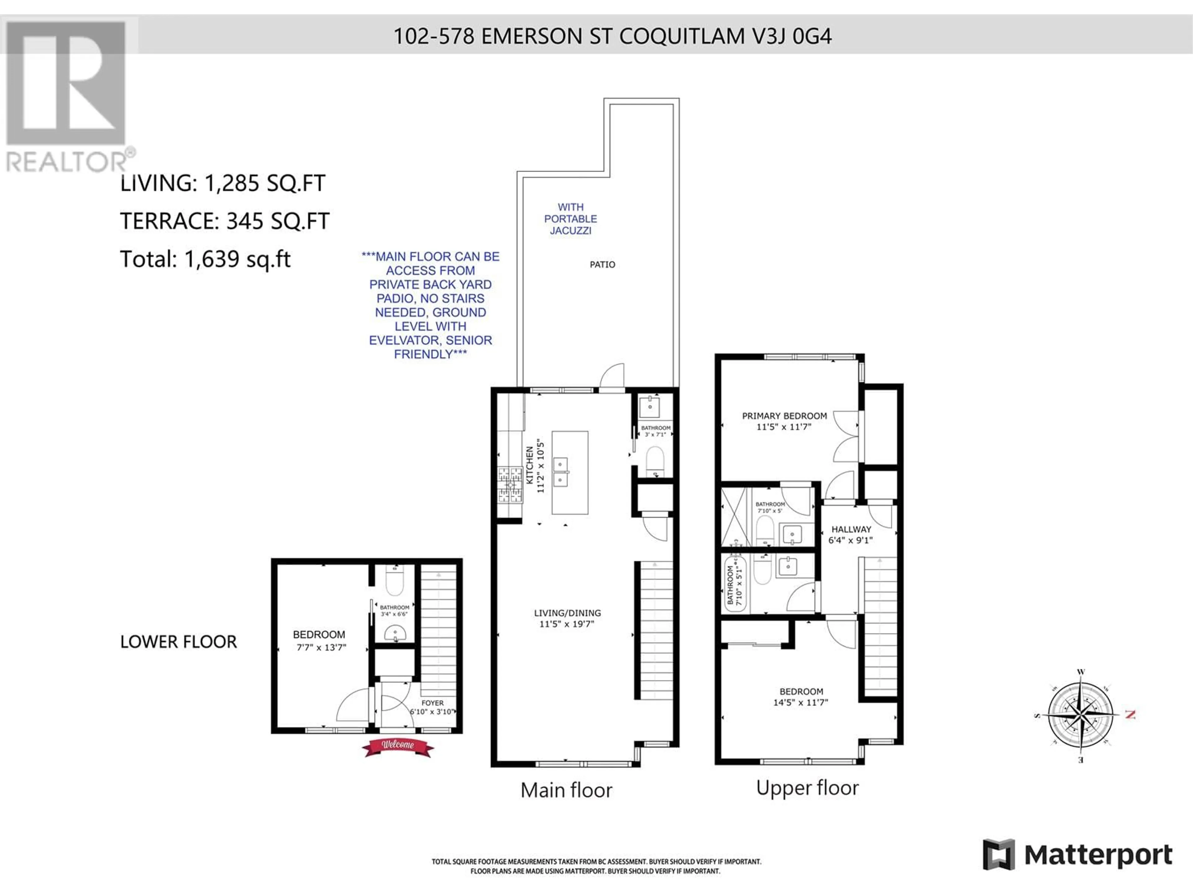 Floor plan for 102 - 578 EMERSON STREET, Coquitlam British Columbia V3J0G4