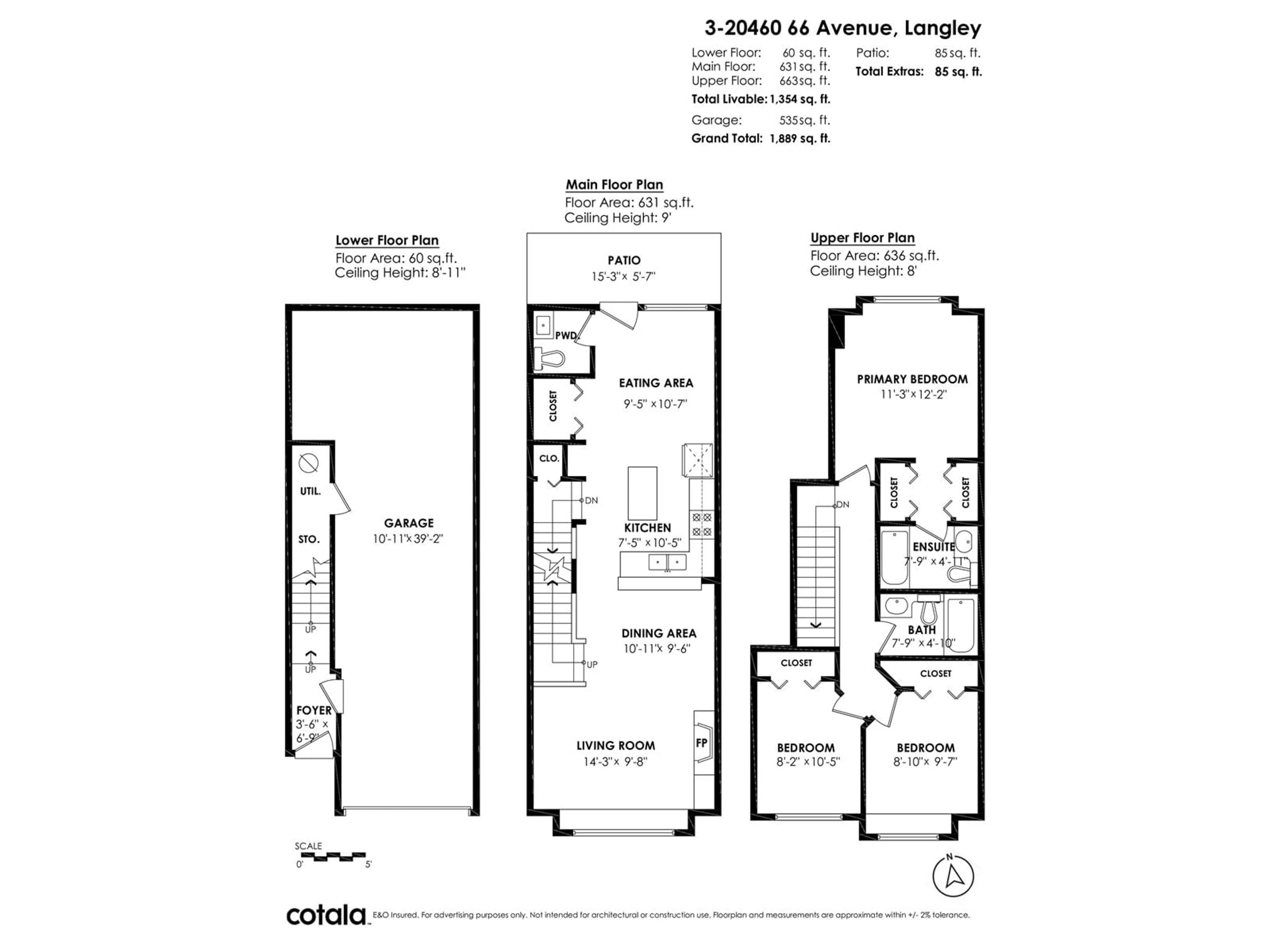 Floor plan for 3 - 20460 66, Langley British Columbia V2Y3B6