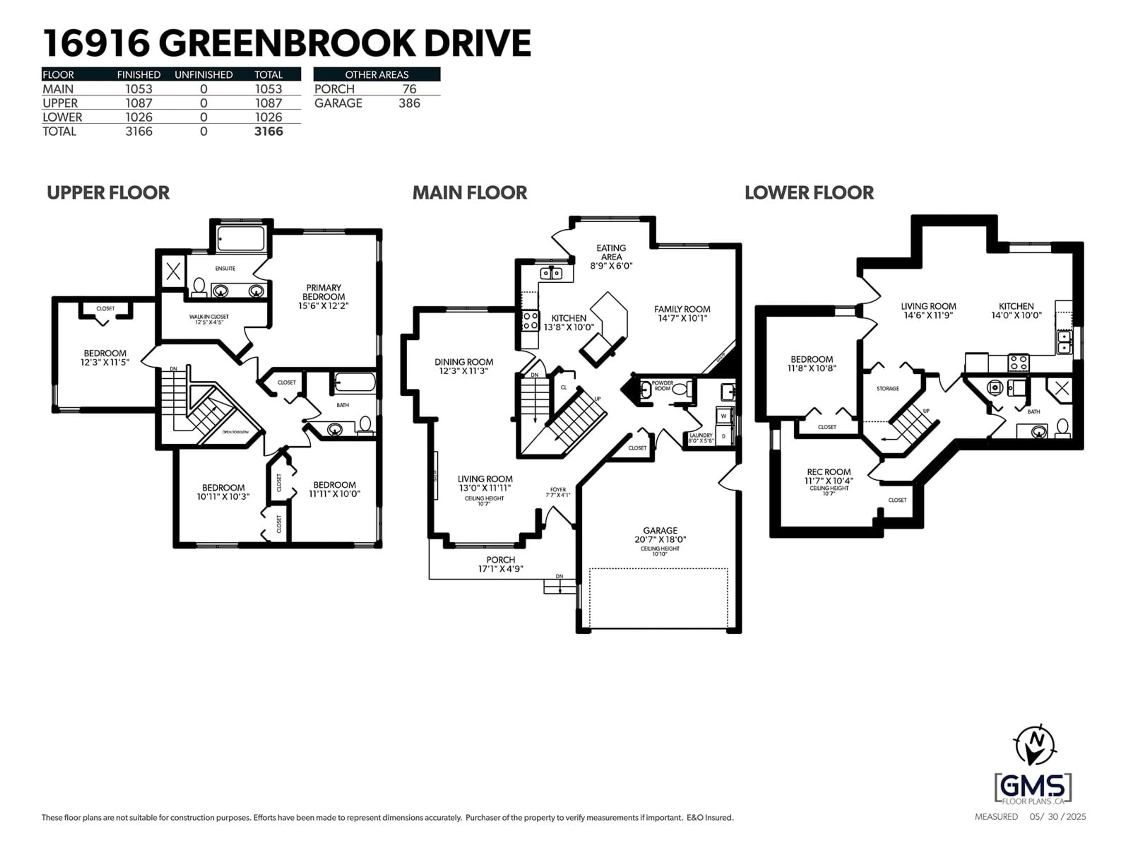 Floor plan for 16916 GREENBROOK, Surrey British Columbia V4N5C7