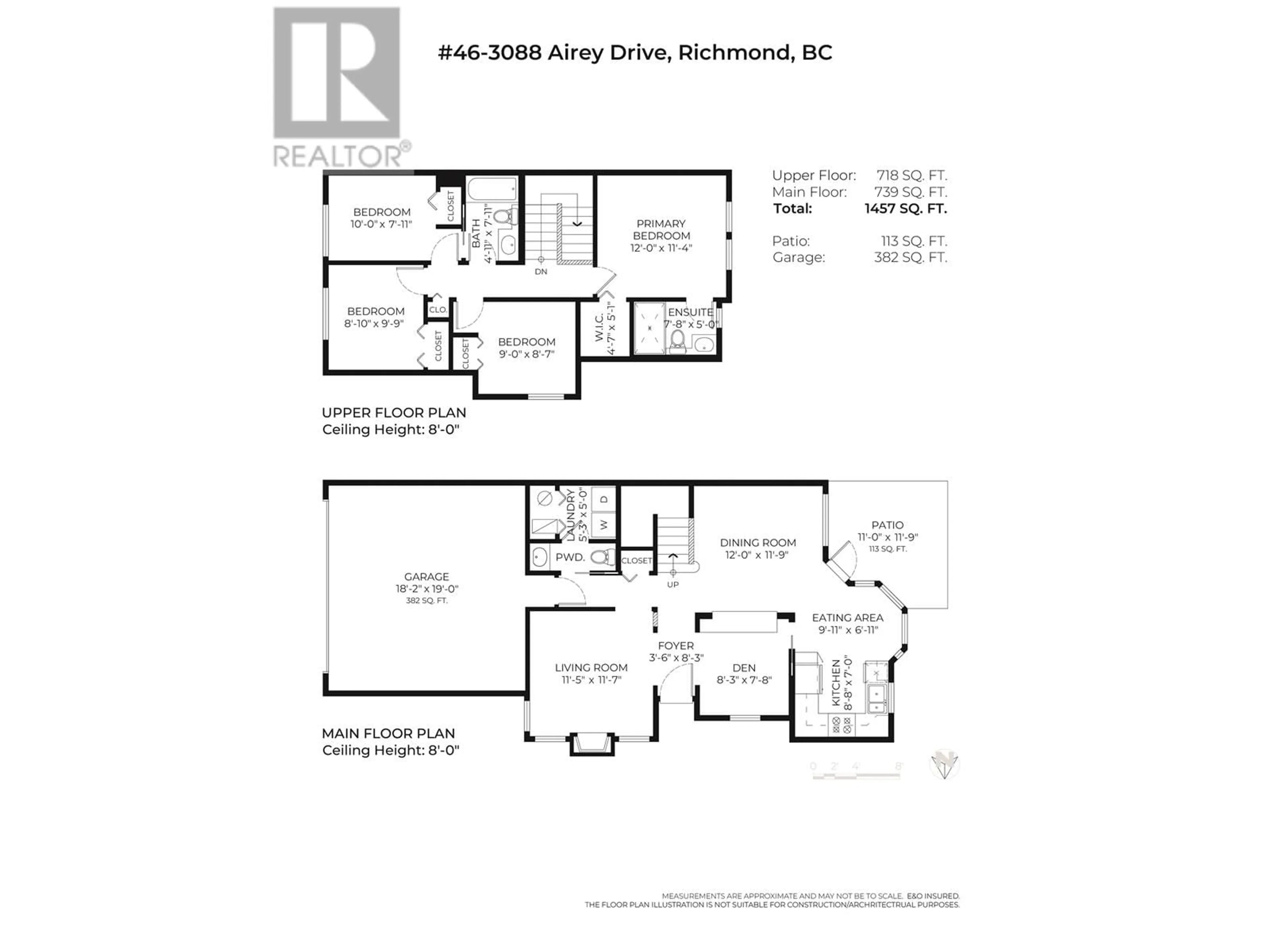 Floor plan for 46 - 3088 AIREY DRIVE, Richmond British Columbia V6X4A3