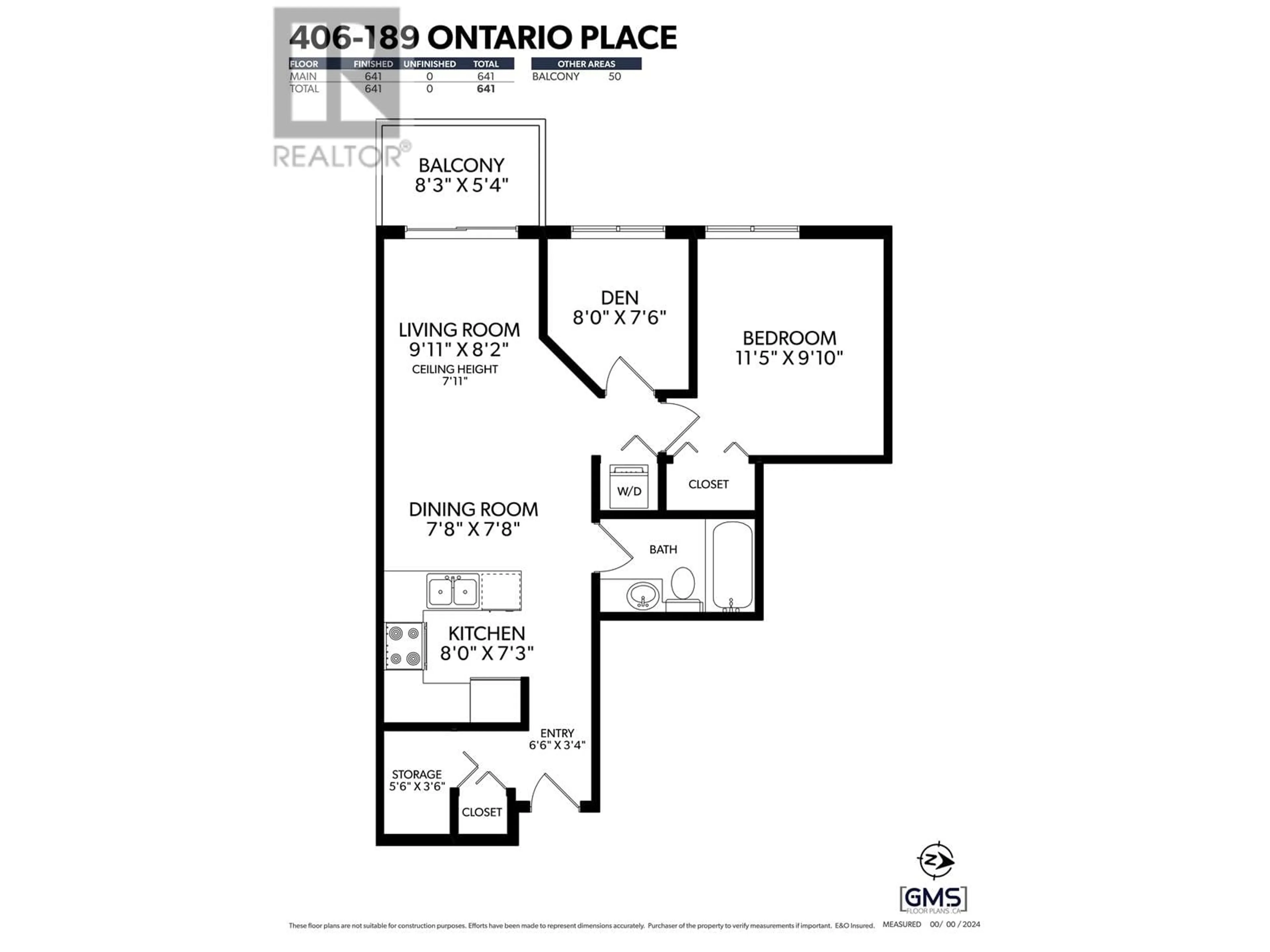 Floor plan for 406 - 189 ONTARIO PLACE, Vancouver British Columbia V5W4C6