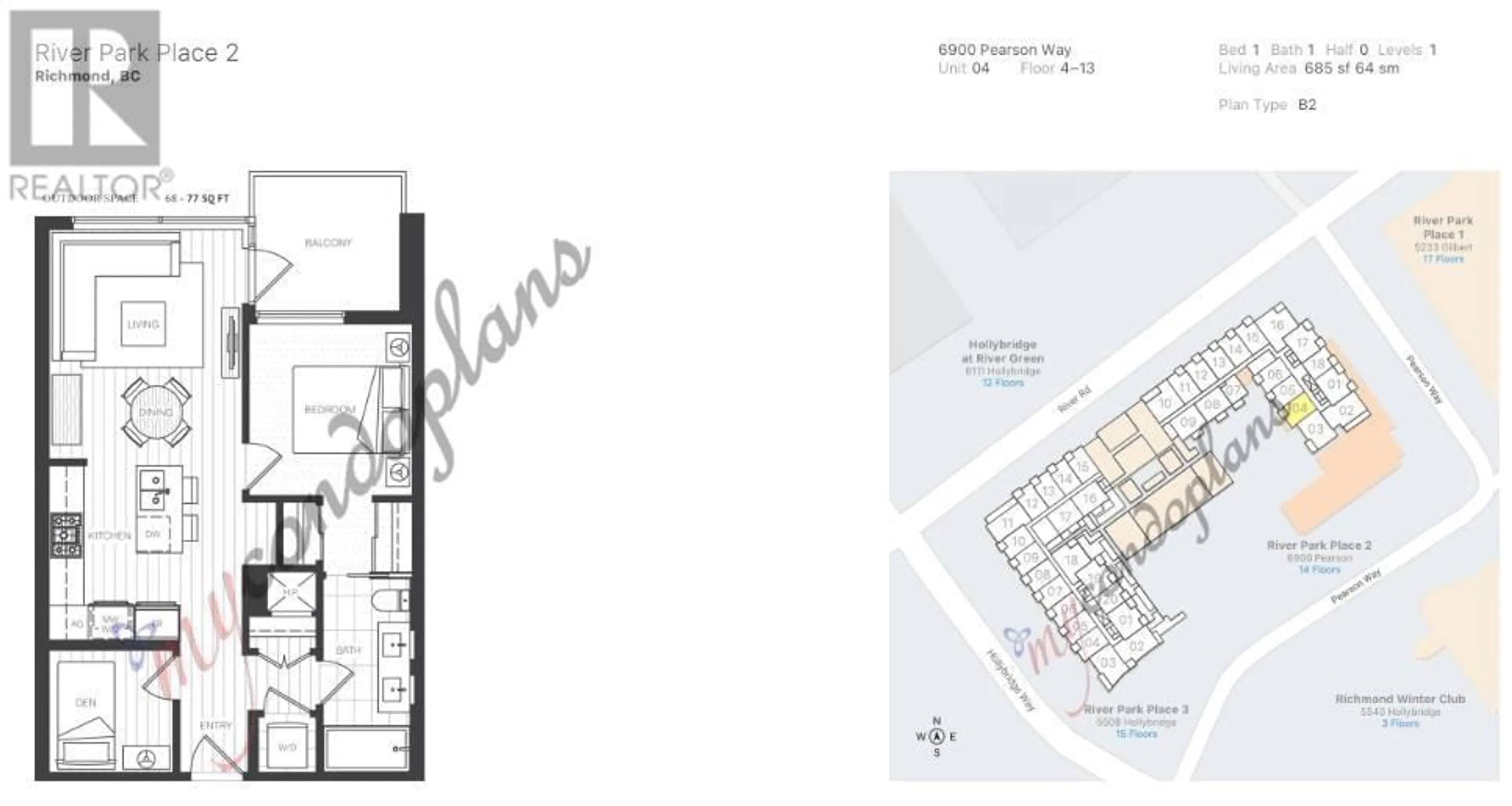 Floor plan for 604 - 6900 PEARSON WAY, Richmond British Columbia V7C0C9
