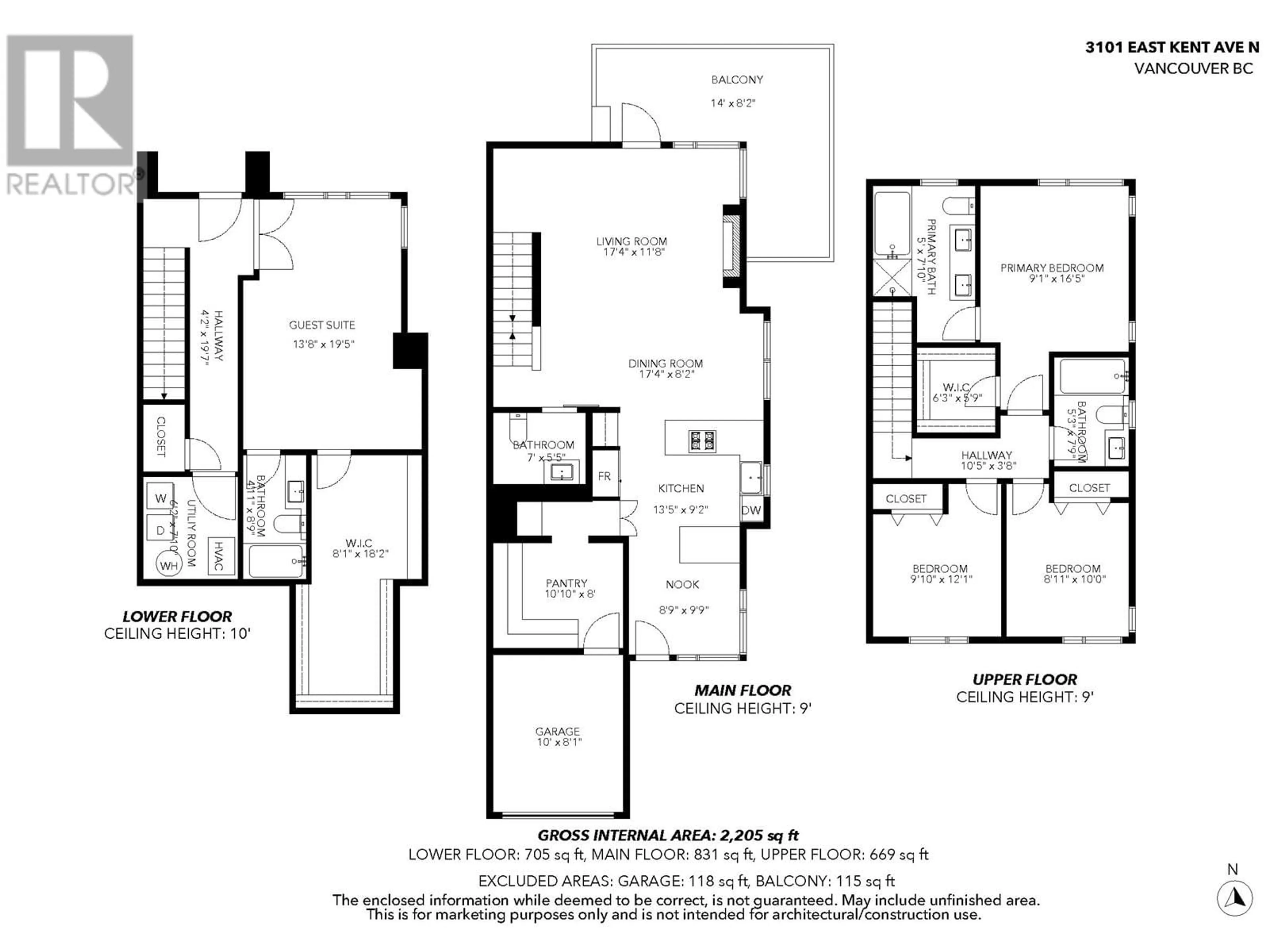 Floor plan for 3101 KENT AVENUE NORTH, Vancouver British Columbia V5S4Y1