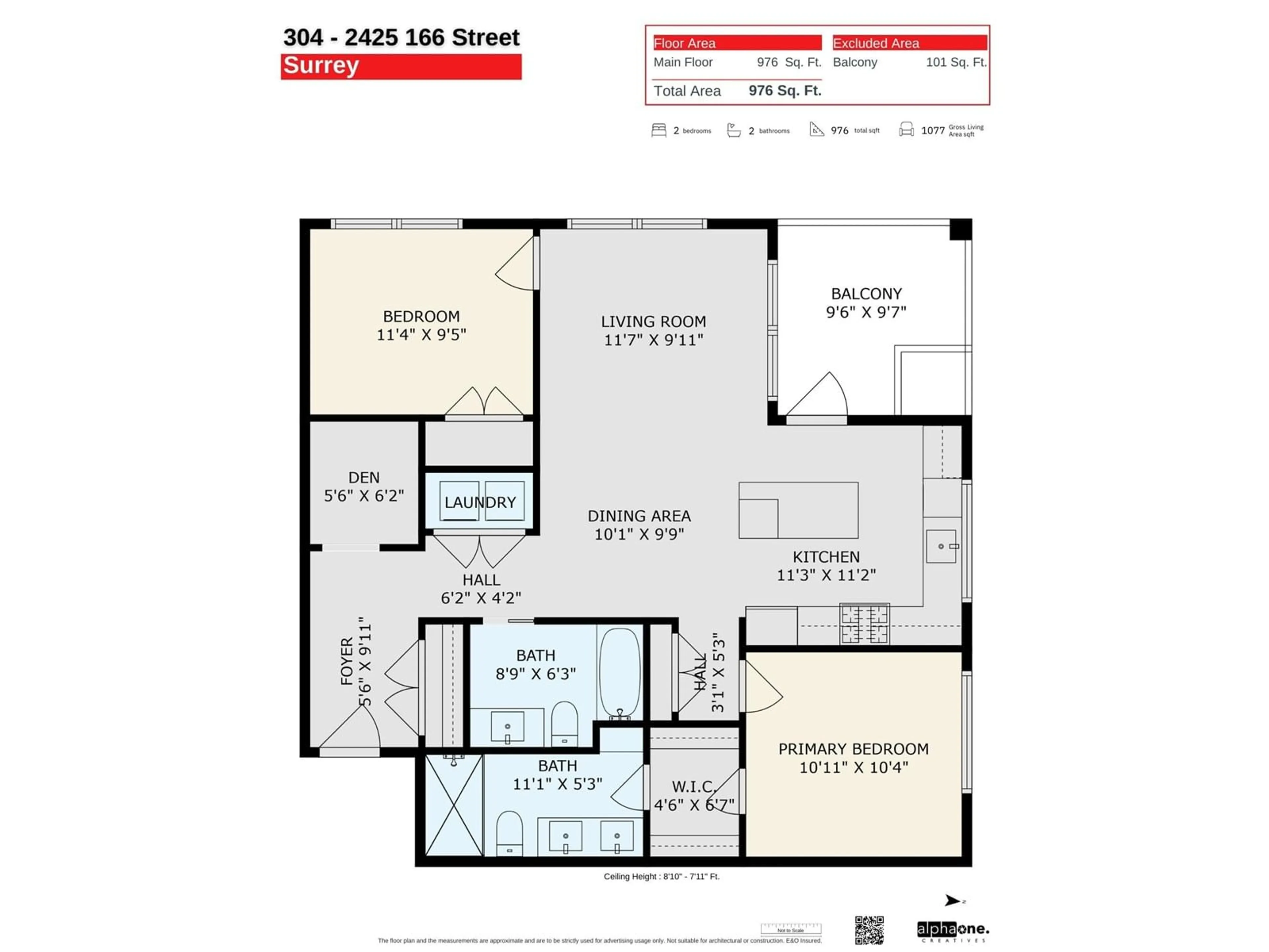Floor plan for 304 - 2425 166, Surrey British Columbia V3S0B8