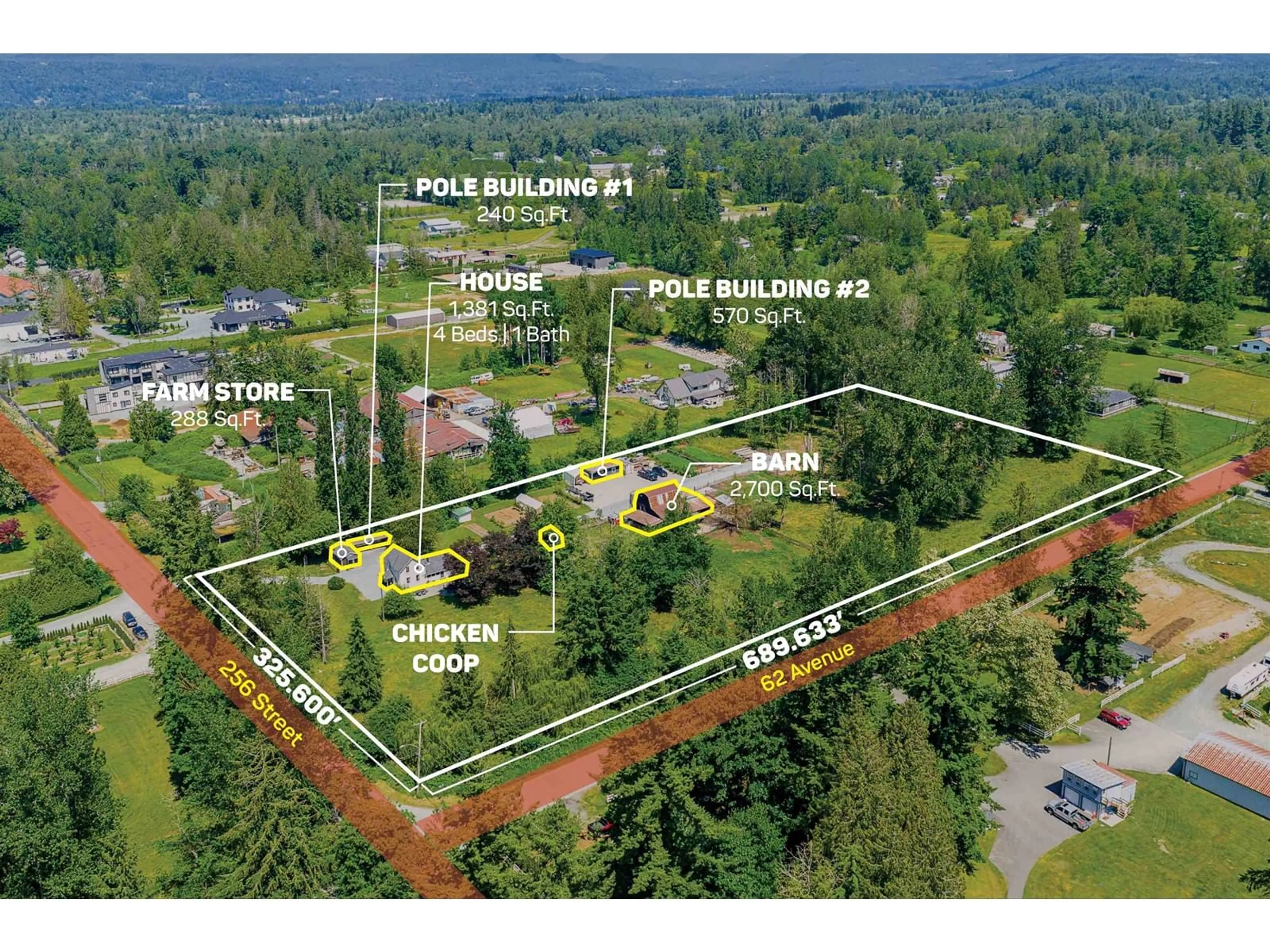 A pic from outside/outdoor area/front of a property/back of a property/a pic from drone, building for 6238 256, Langley British Columbia V4W1K5