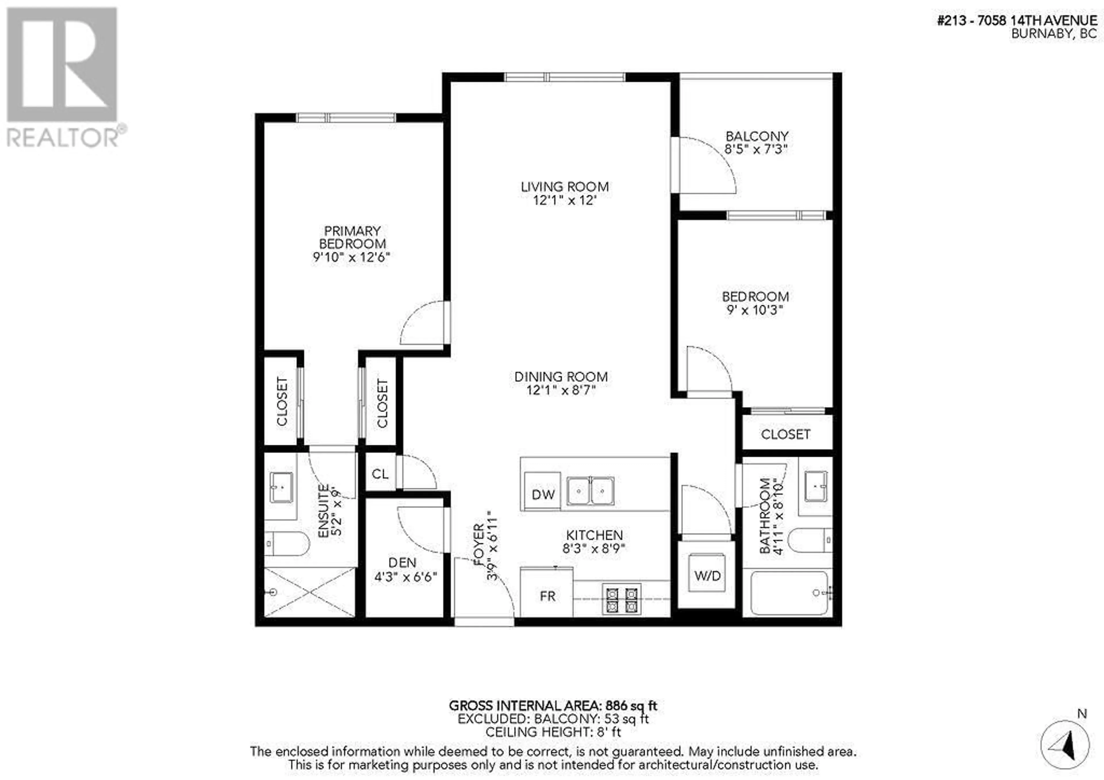 Floor plan for 213 - 7058 14TH AVENUE, Burnaby British Columbia V3N0E6