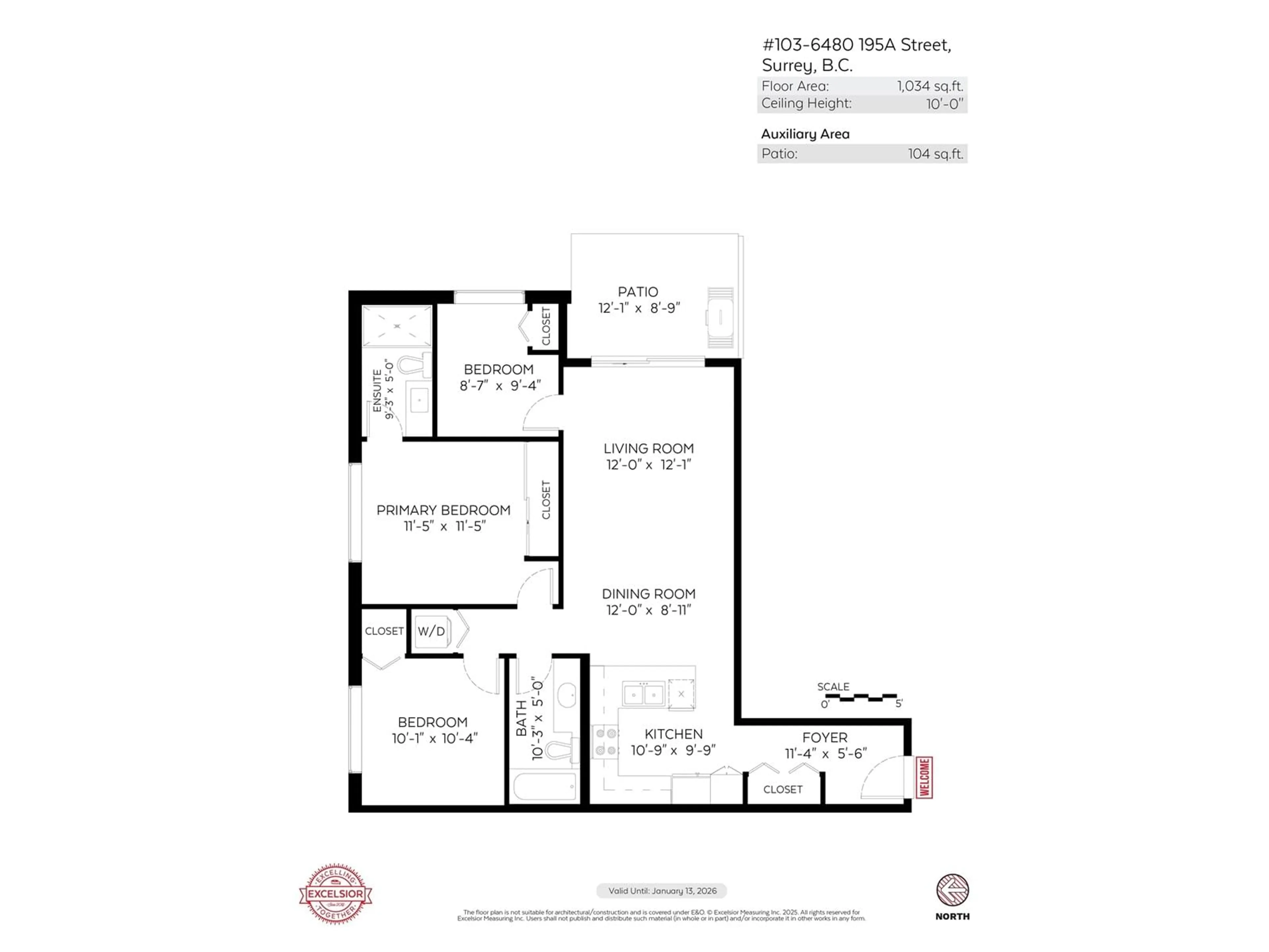 Floor plan for 103 - 6480 195A, Surrey British Columbia V4N6P1