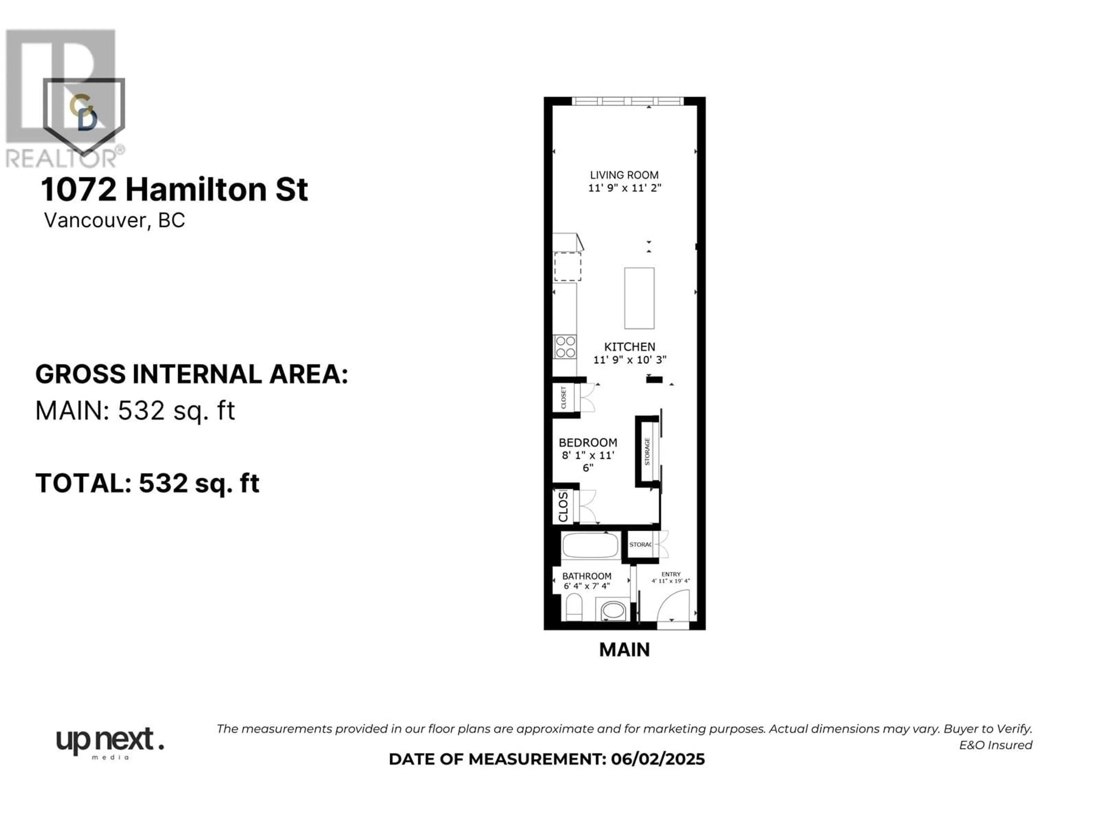 Floor plan for 308 - 1072 HAMILTON STREET, Vancouver British Columbia V6B2R9