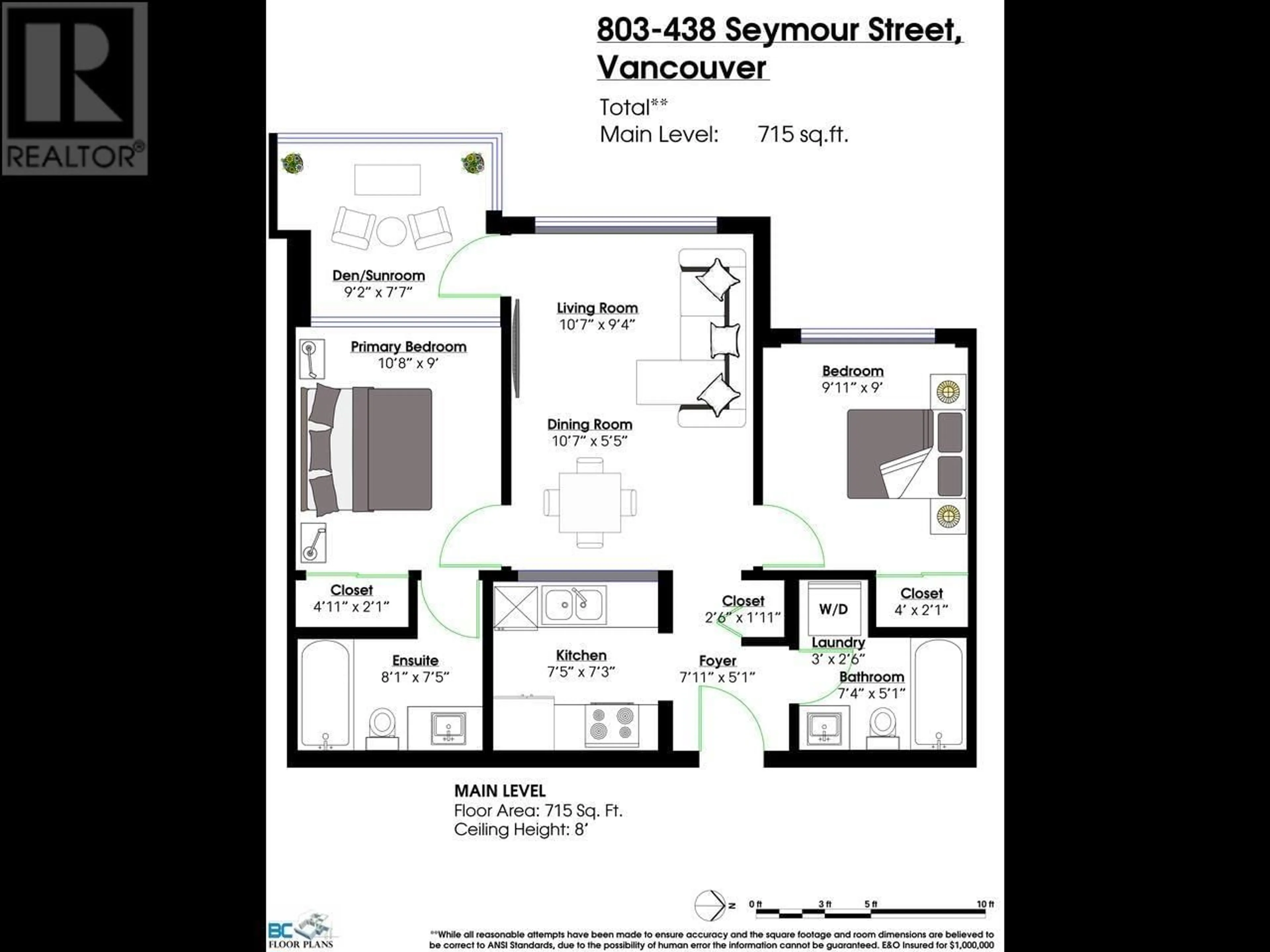 Floor plan for 803 - 438 SEYMOUR STREET, Vancouver British Columbia V6B6H4