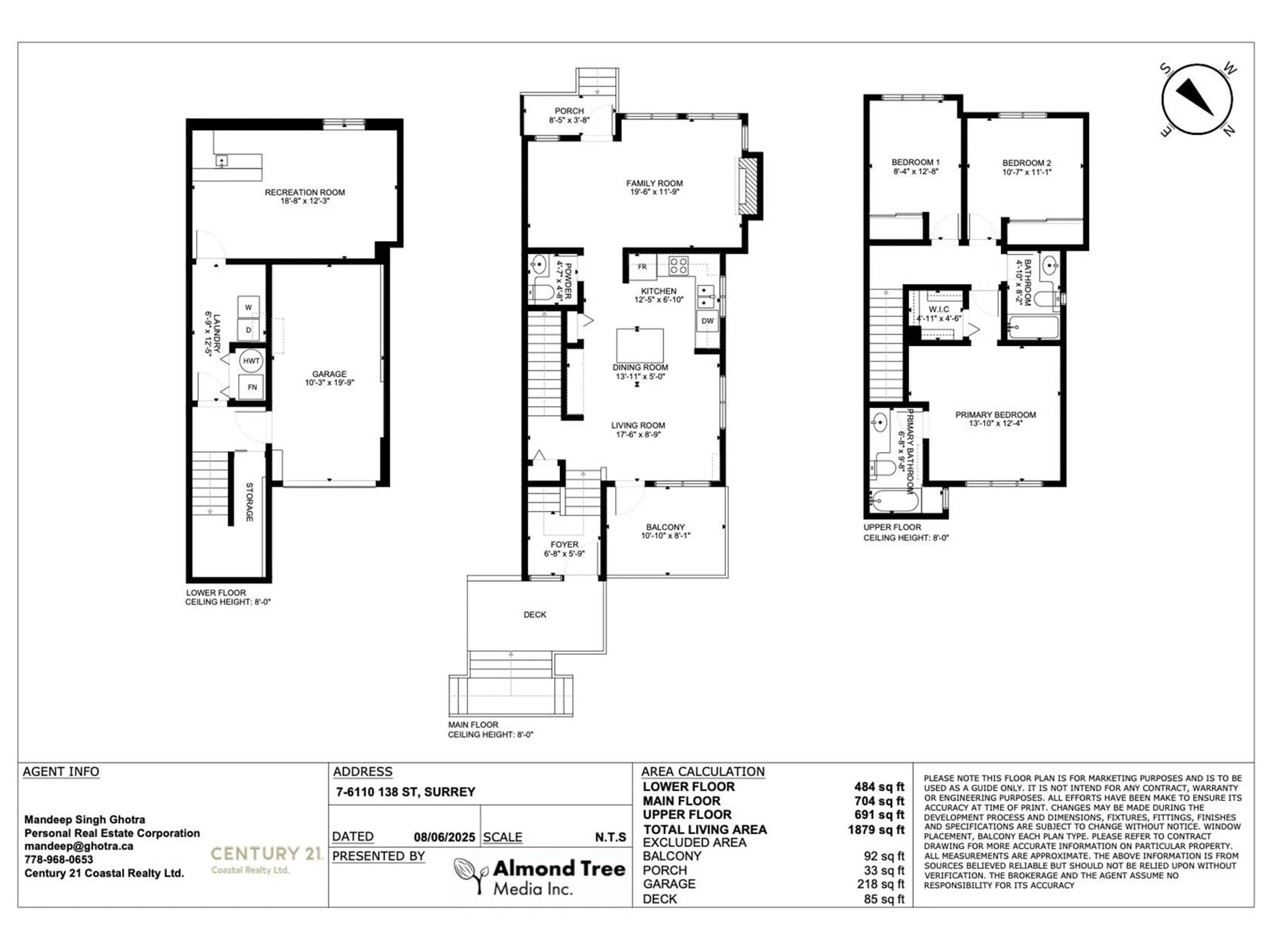 Floor plan for 7 - 6110 138, Surrey British Columbia V3X3V6