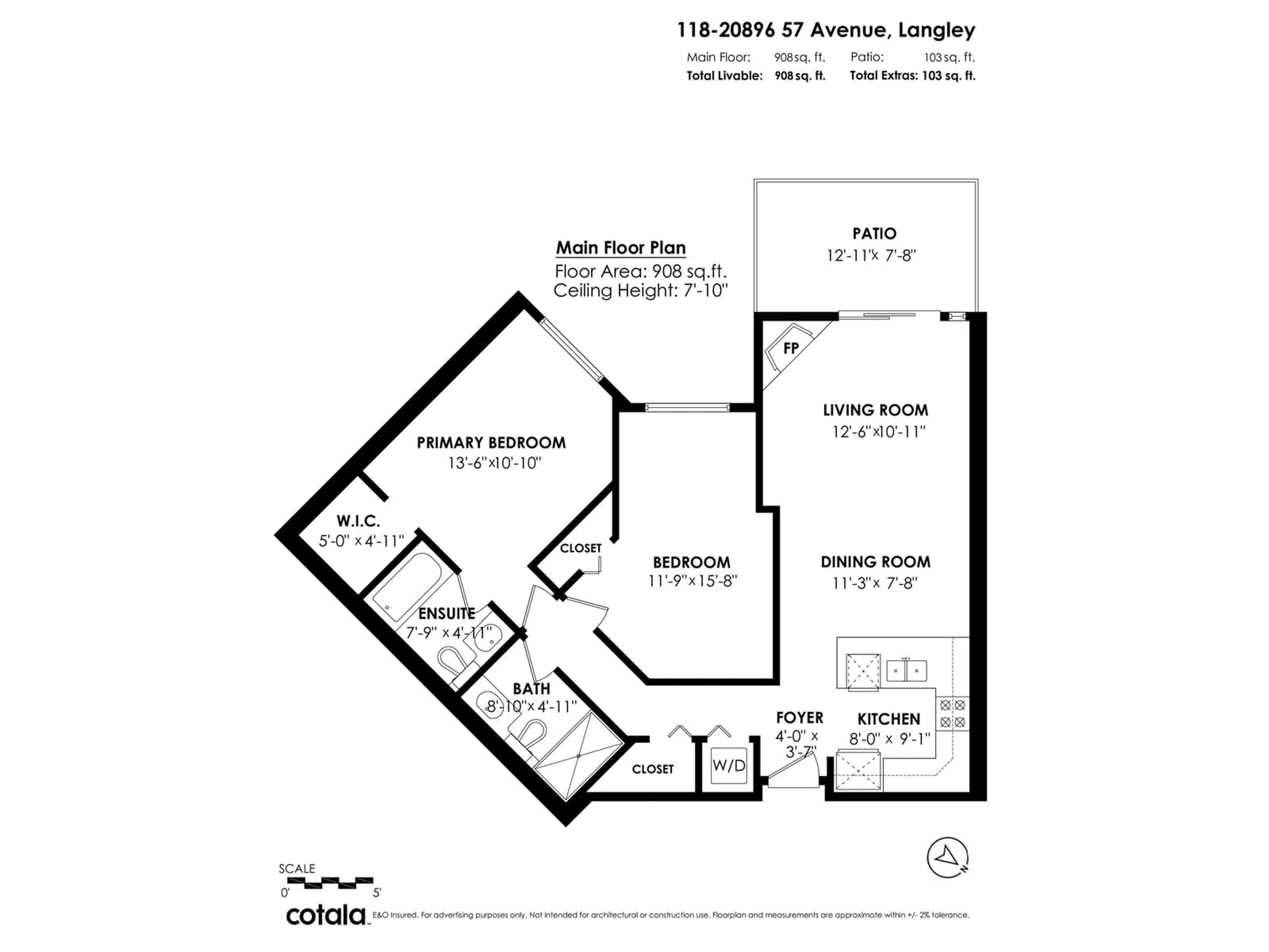 Floor plan for 118 - 20896 57, Langley British Columbia V3A8S9