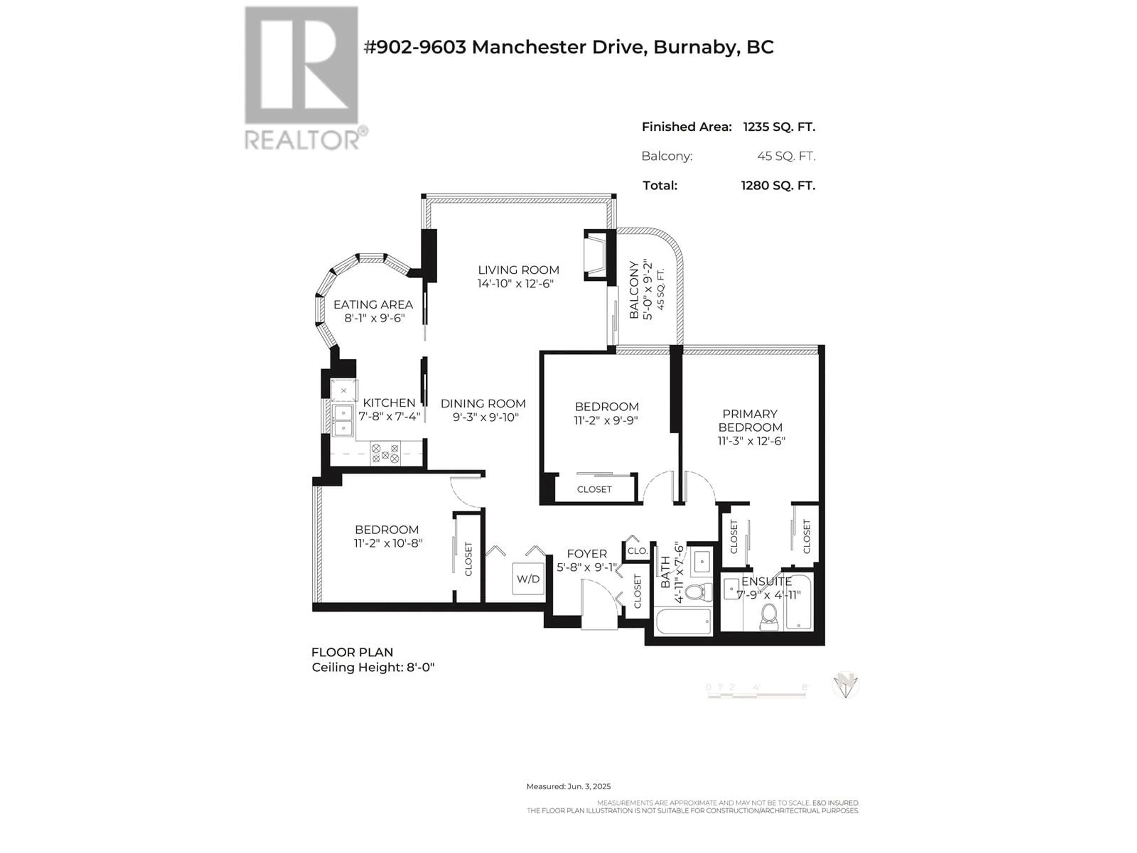 Floor plan for 902 - 9603 MANCHESTER DRIVE, Burnaby British Columbia V3N4Y7