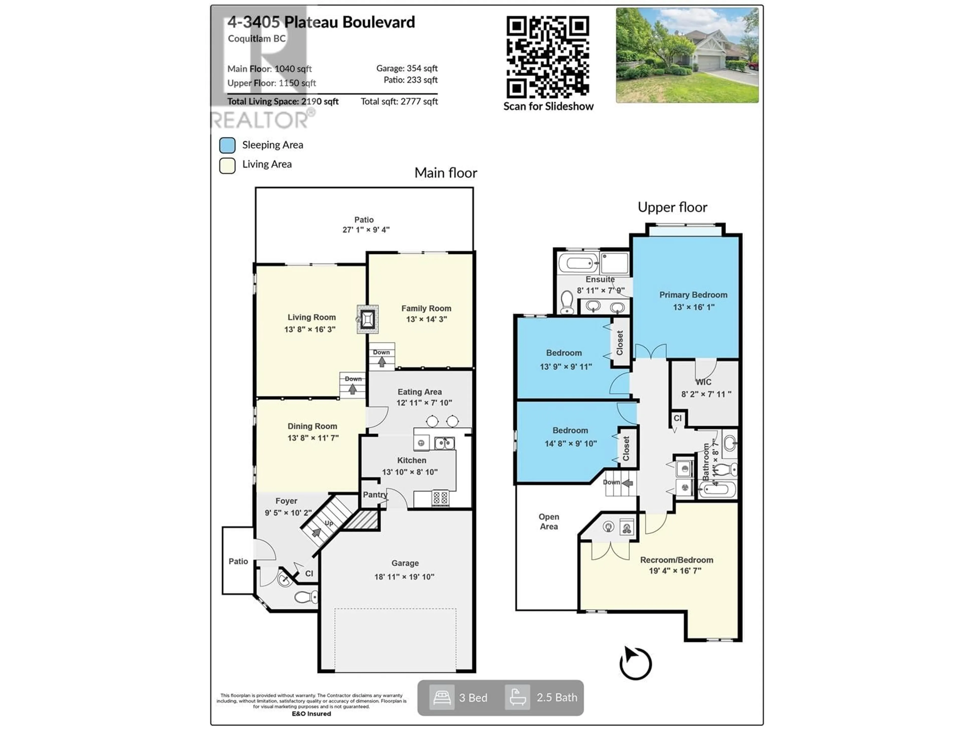 Floor plan for 4 - 3405 PLATEAU BOULEVARD, Coquitlam British Columbia V3E3L7