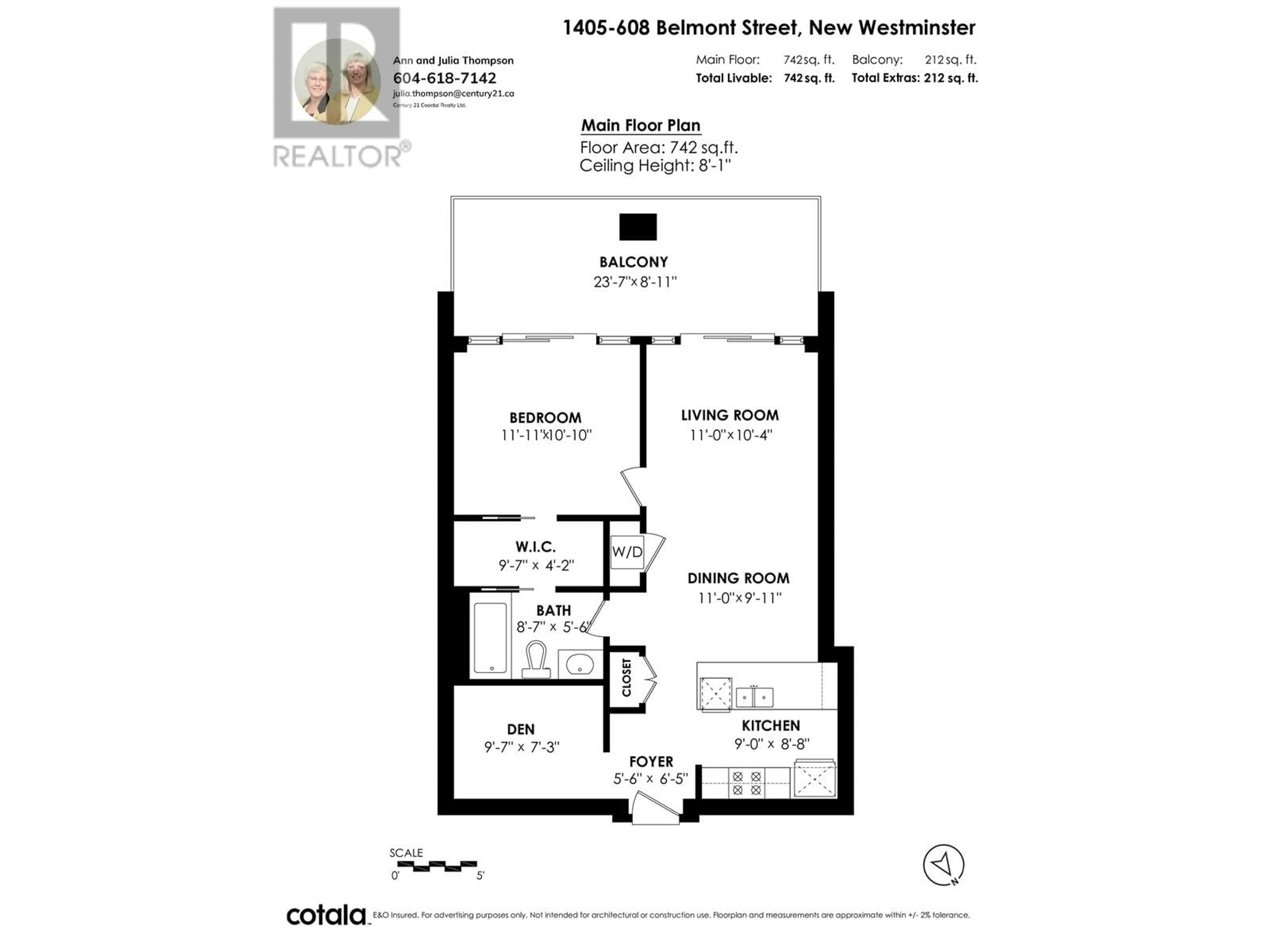 Floor plan for 1405 - 608 BELMONT STREET, New Westminster British Columbia V3M0G8