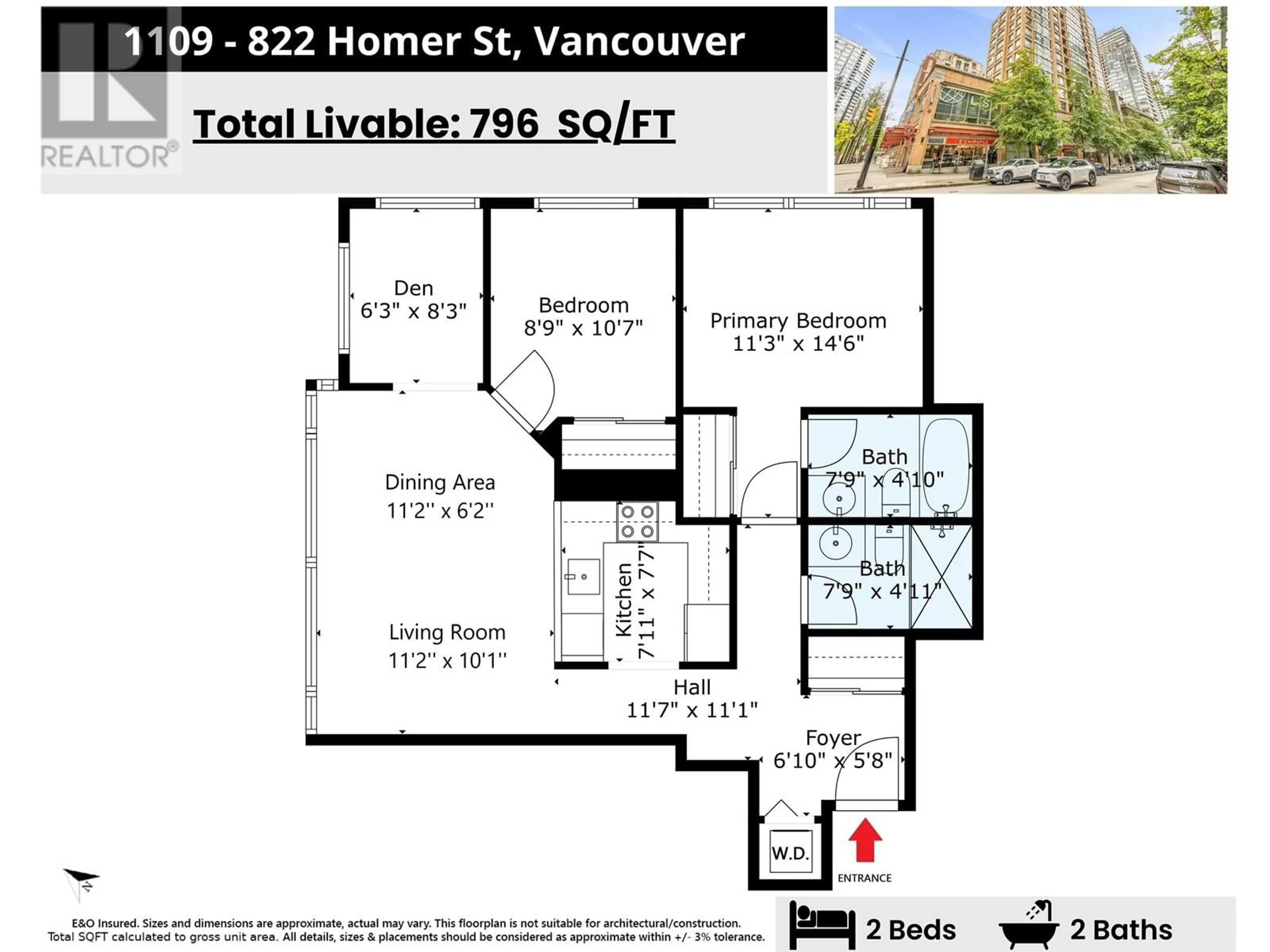 Floor plan for 1109 - 822 HOMER STREET, Vancouver British Columbia V6B6M3
