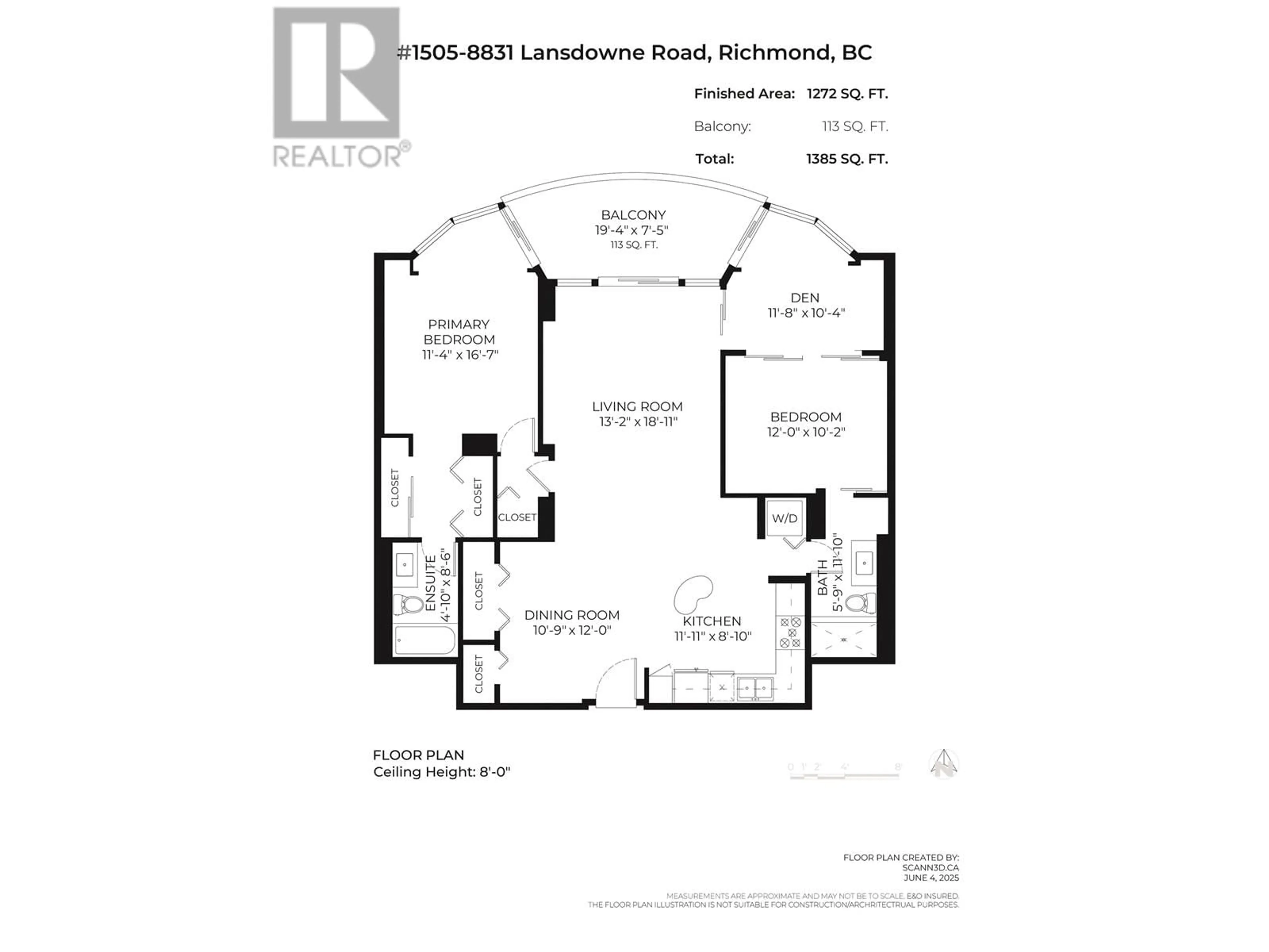 Floor plan for 1505 - 8831 LANSDOWNE ROAD, Richmond British Columbia V6X3T5