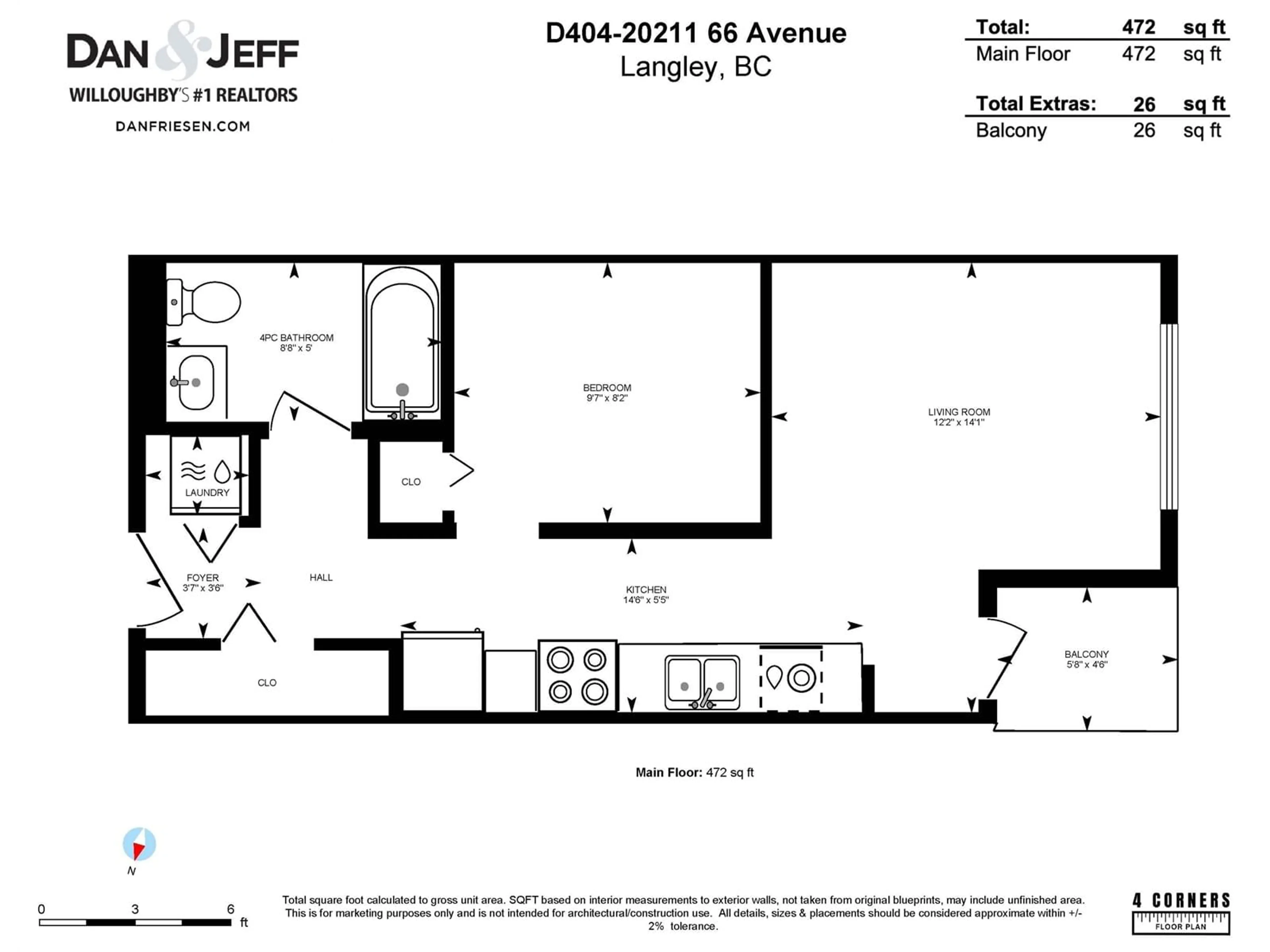 Floor plan for D404 - 20211 66, Langley British Columbia V2Y0L4