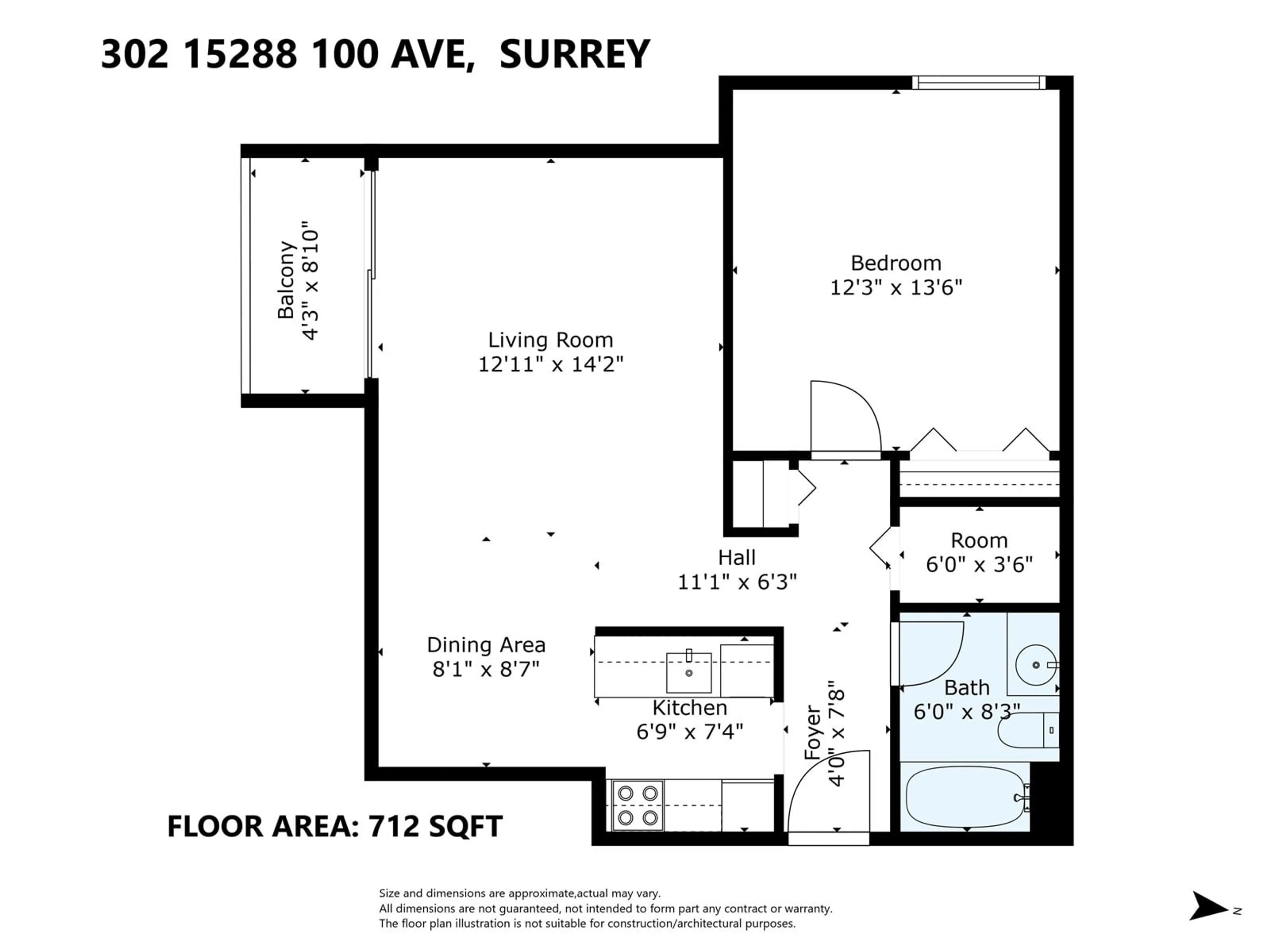Floor plan for 302 - 15288 100, Surrey British Columbia V3R7V2