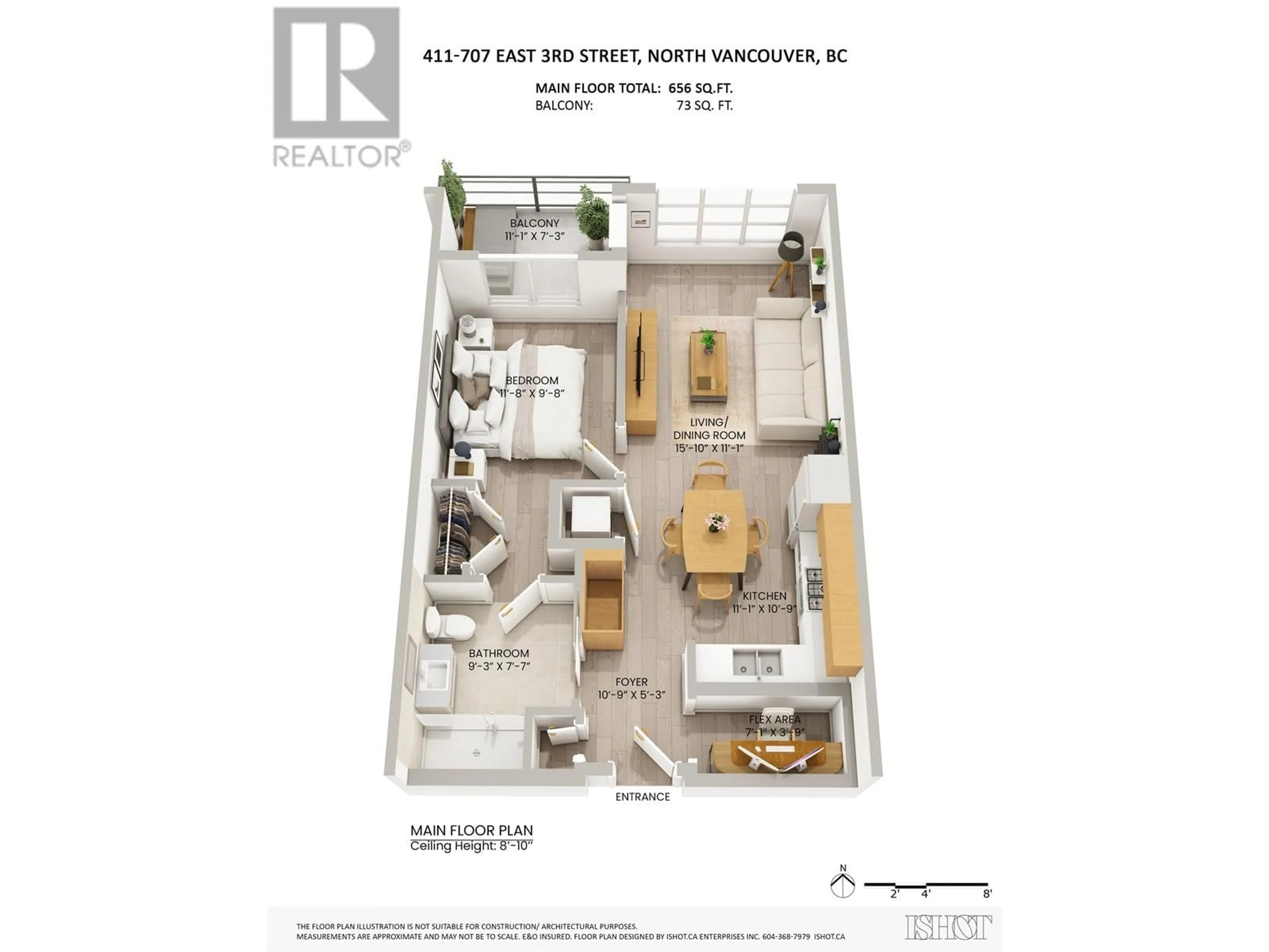 Floor plan for 411 - 707 3RD STREET, North Vancouver British Columbia V7L1G8