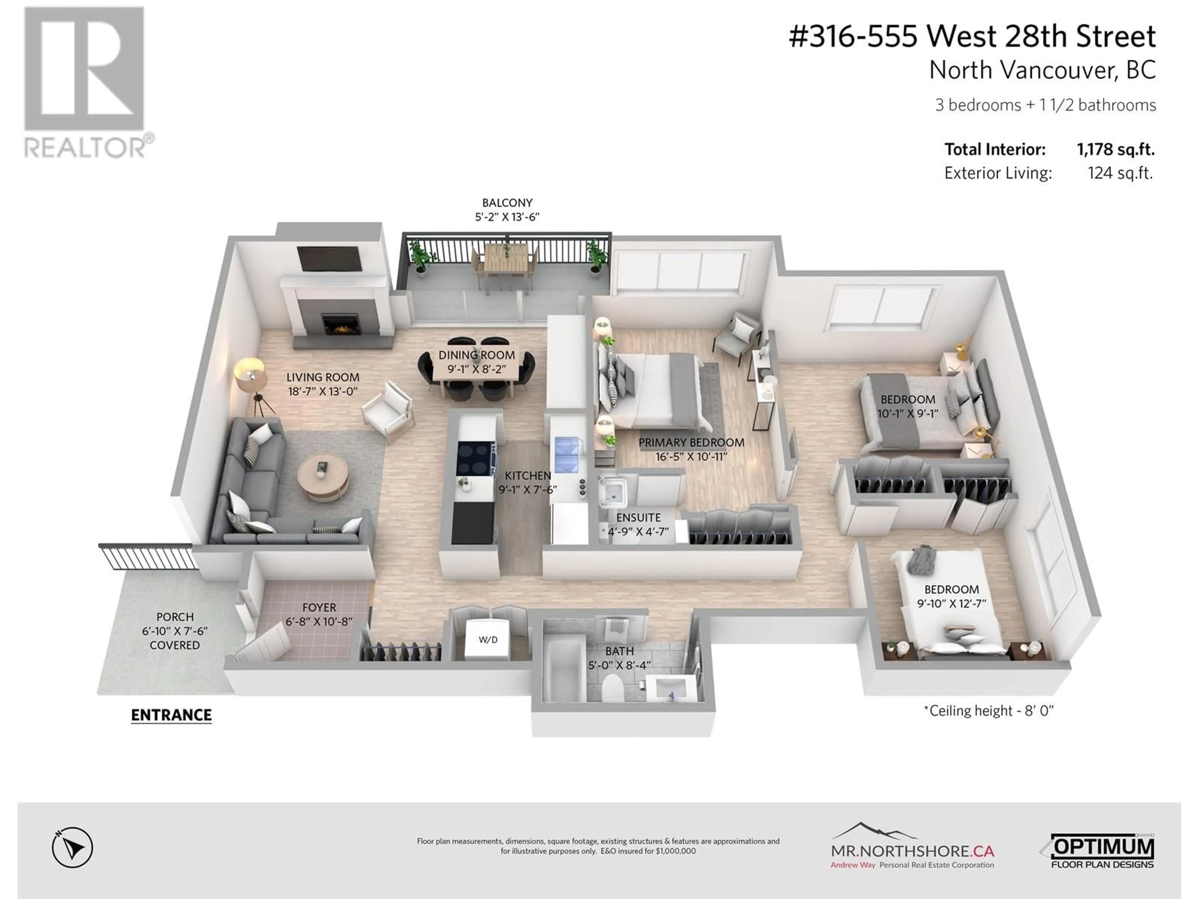 Floor plan for 316 - 555 28TH STREET, North Vancouver British Columbia V7N2J7