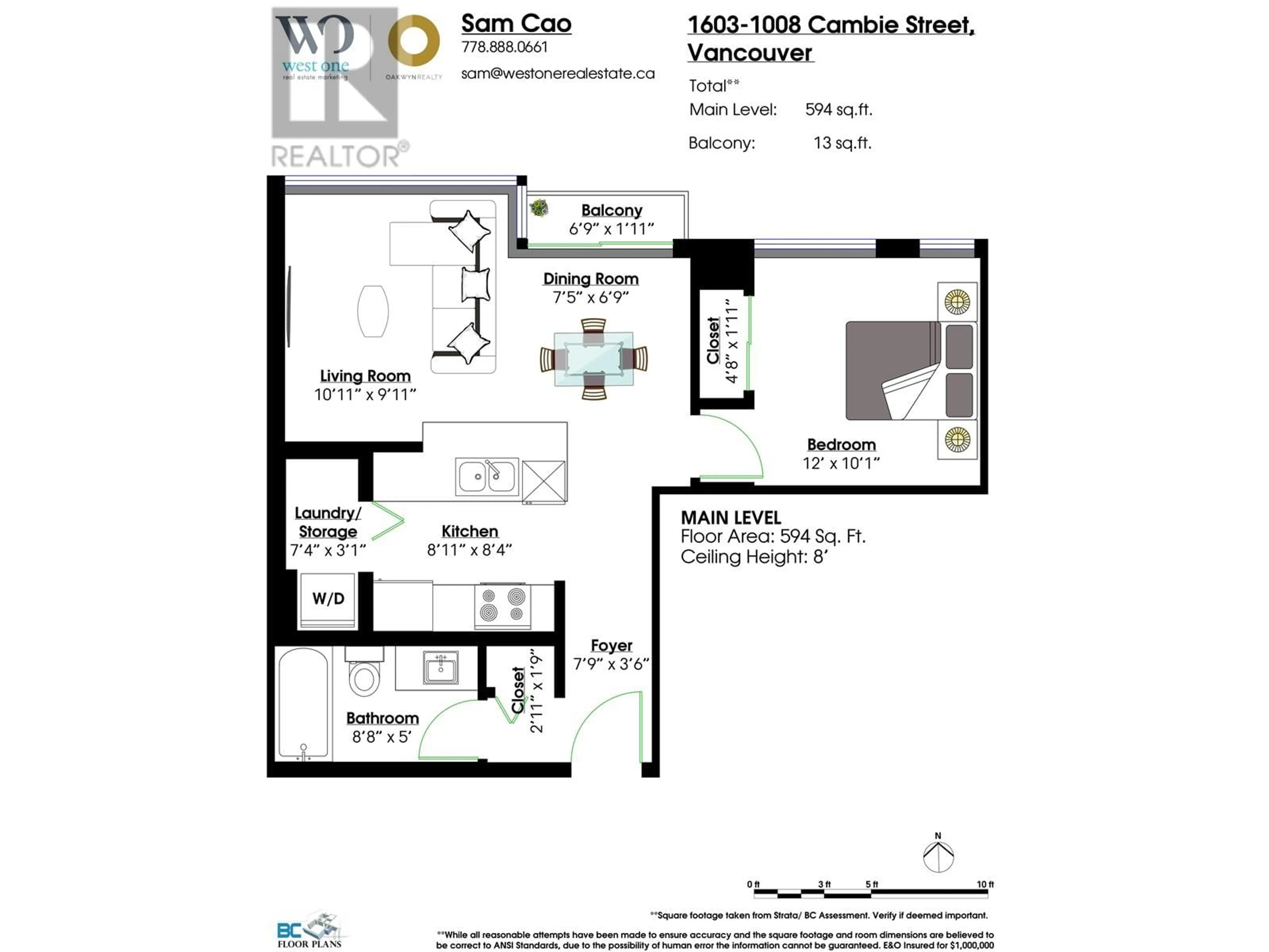 Floor plan for 1603 - 1008 CAMBIE STREET, Vancouver British Columbia V6B6J7