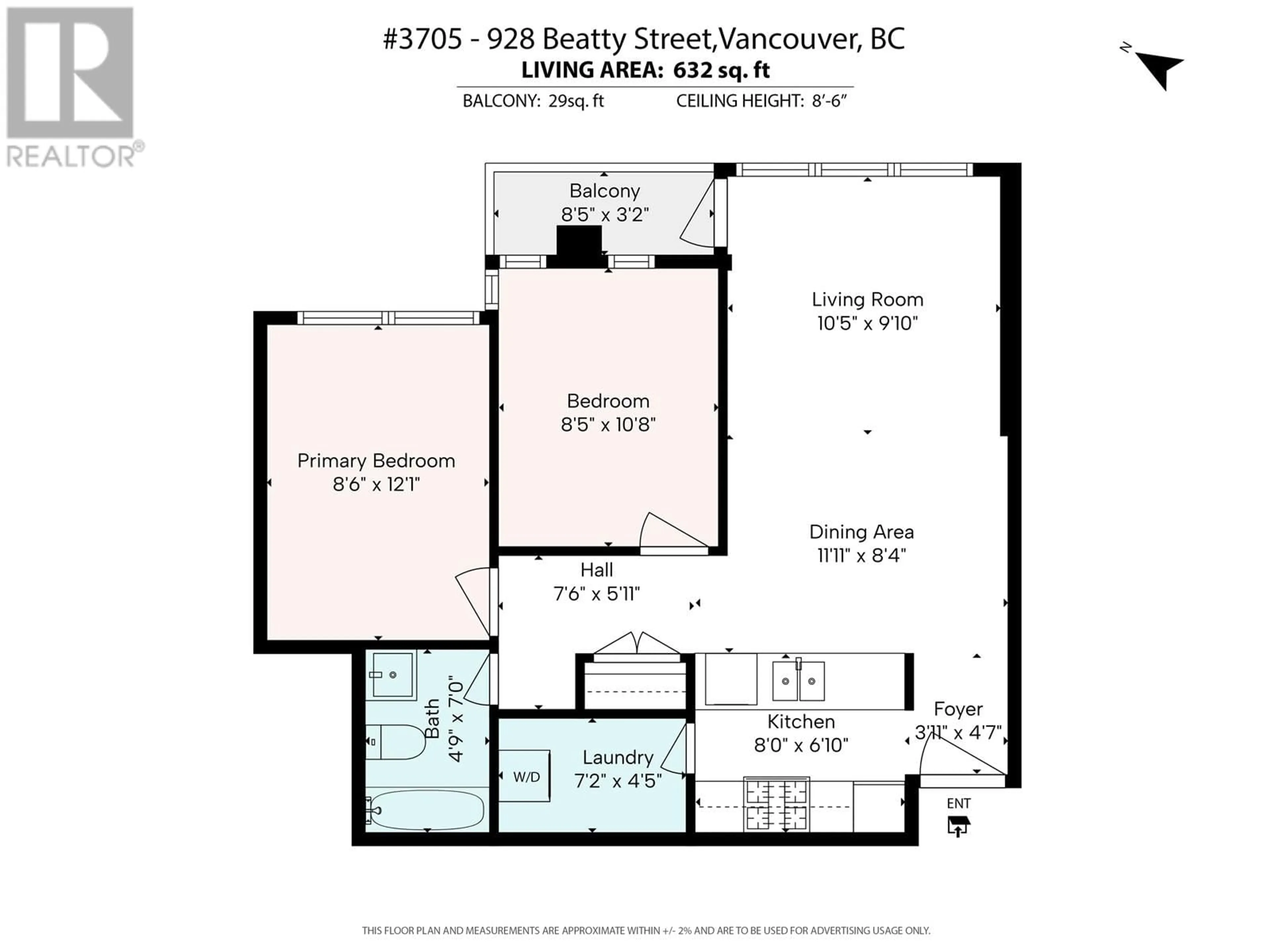Floor plan for 3705 - 928 BEATTY STREET, Vancouver British Columbia V6Z3G6