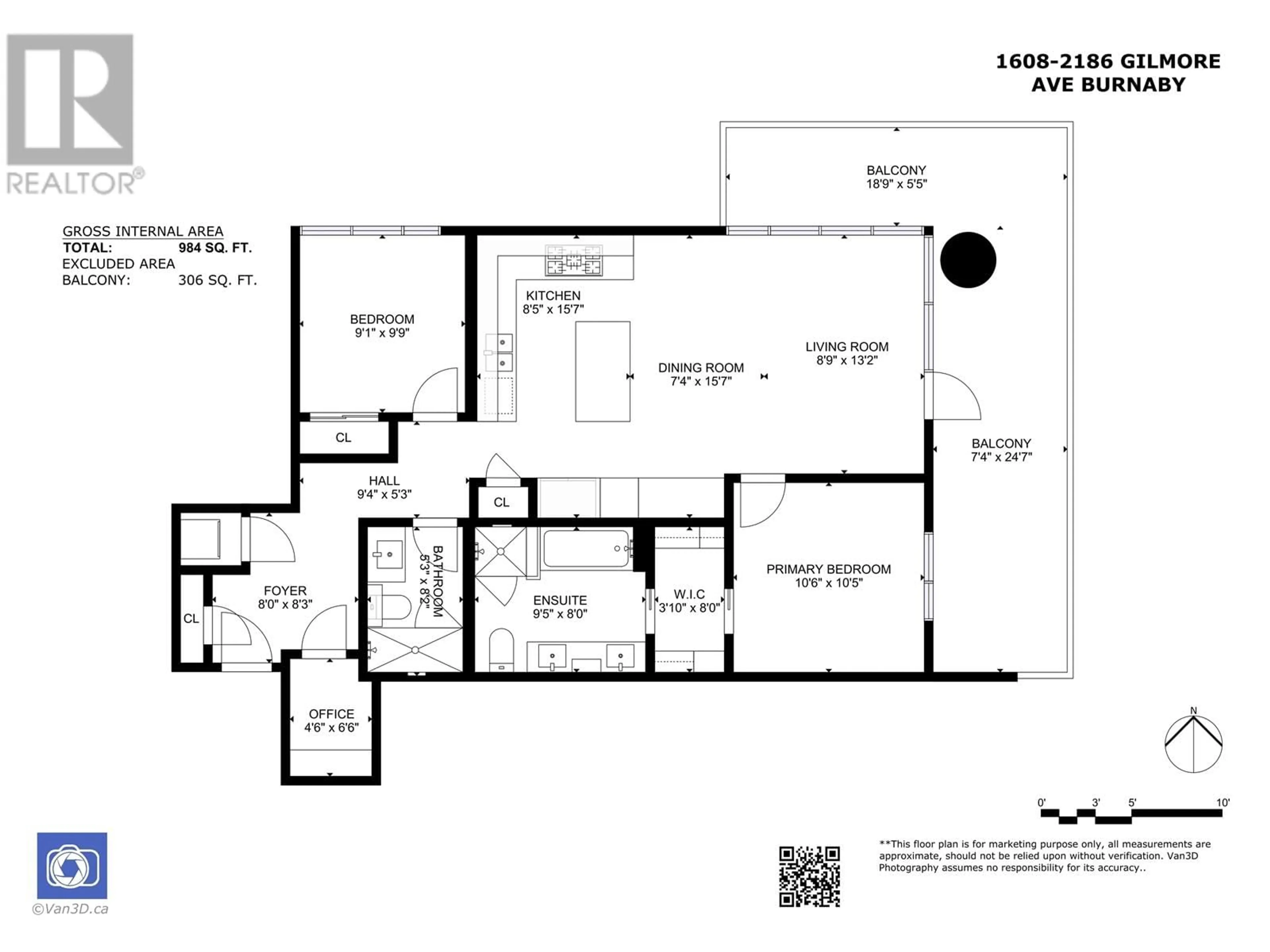 Floor plan for 1608 - 2186 GILMORE AVENUE, Burnaby British Columbia V5C0N7