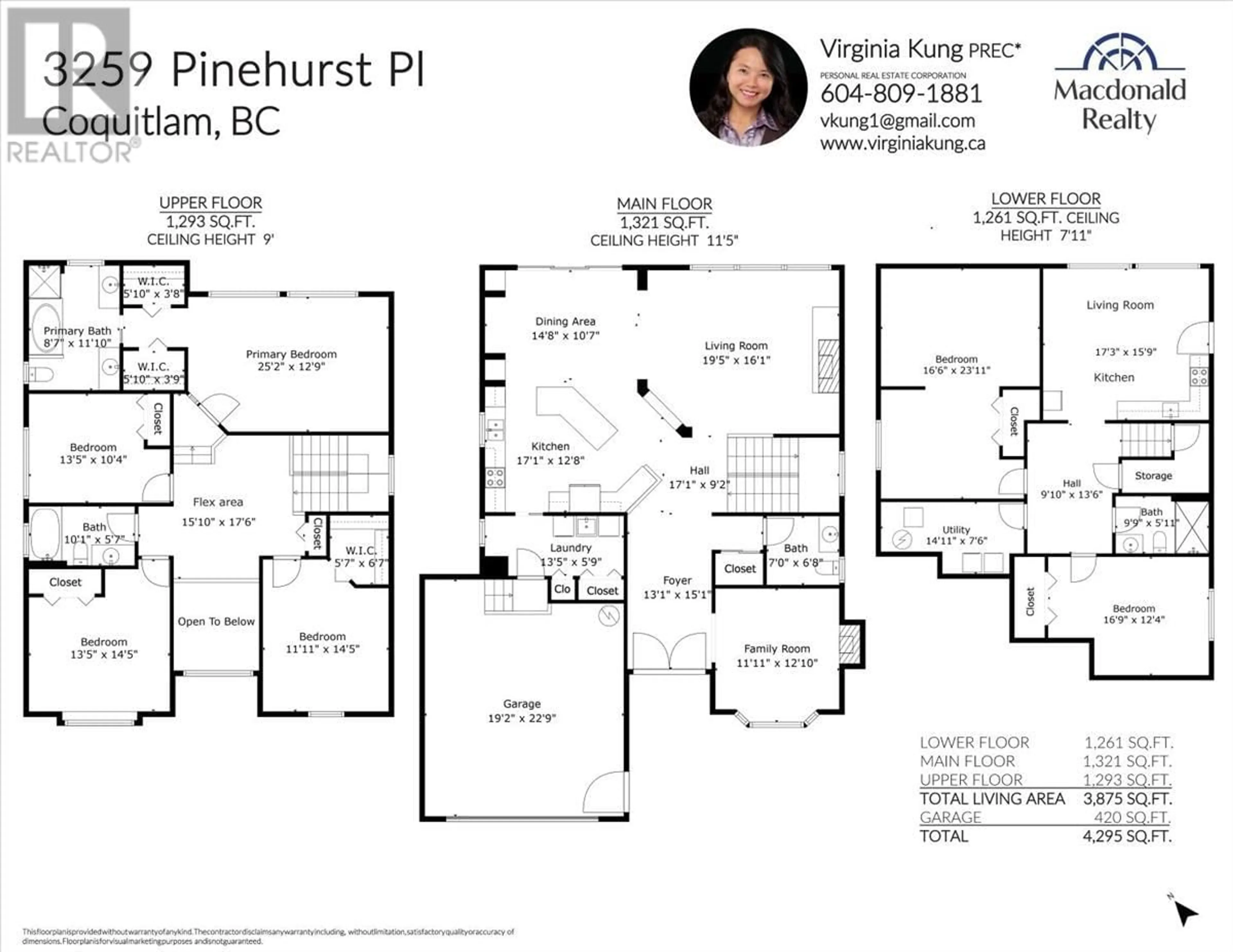 Floor plan for 3259 PINEHURST PLACE, Coquitlam British Columbia V3E3K3