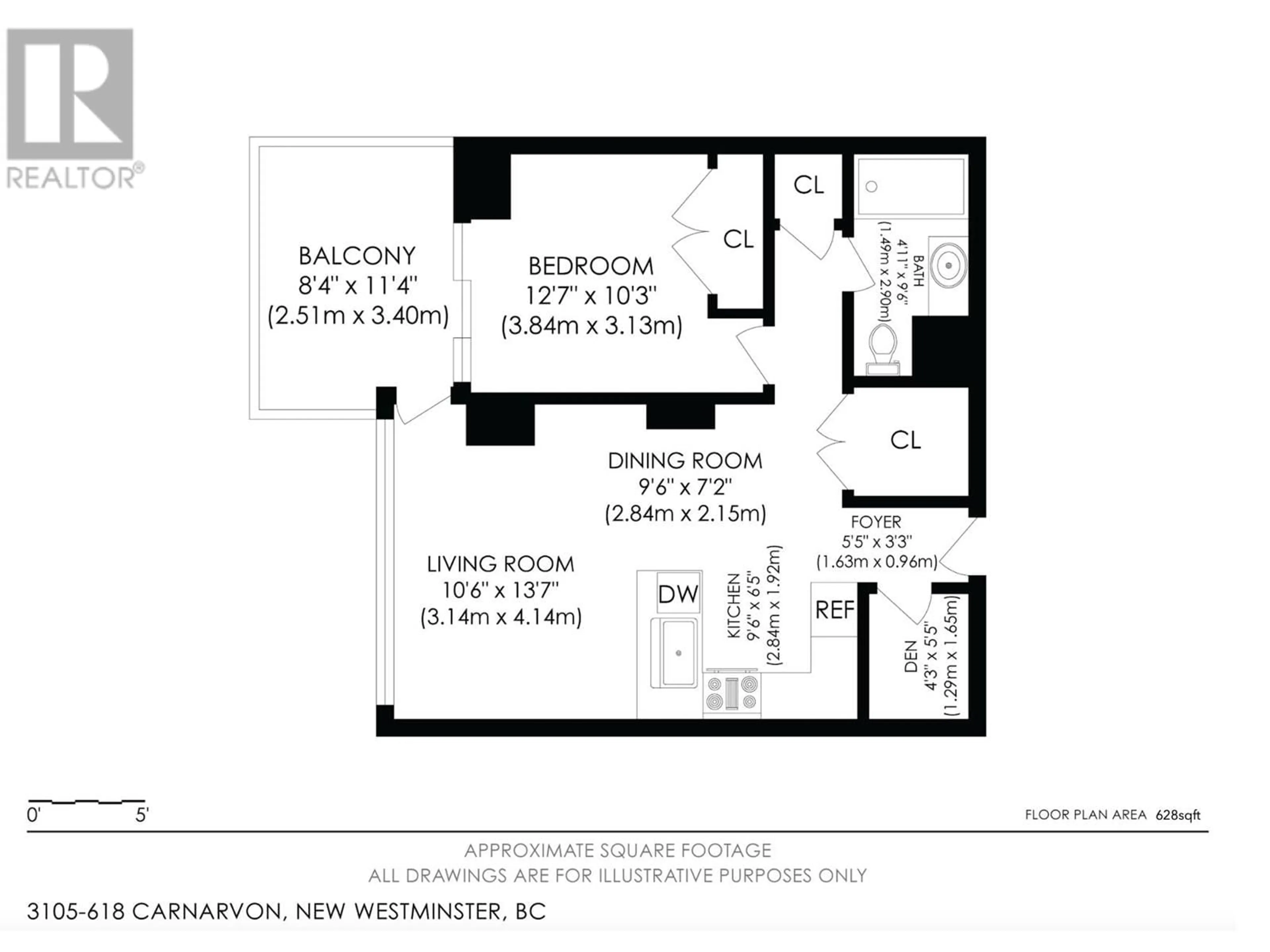 Floor plan for 3105 - 618 CARNARVON STREET, New Westminster British Columbia V3M0N9