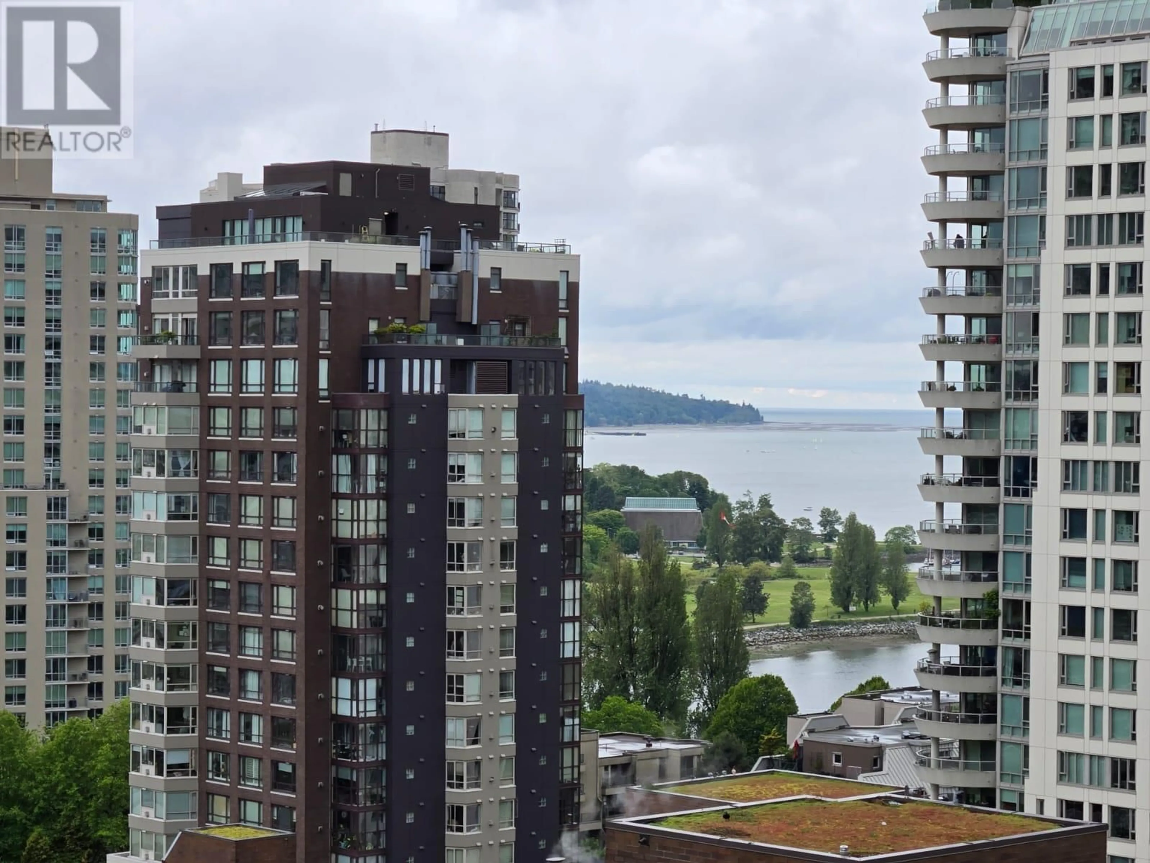 Balcony in the apartment, city buildings view from balcony for 1611 - 1289 HORNBY STREET, Vancouver British Columbia V6Z0G7
