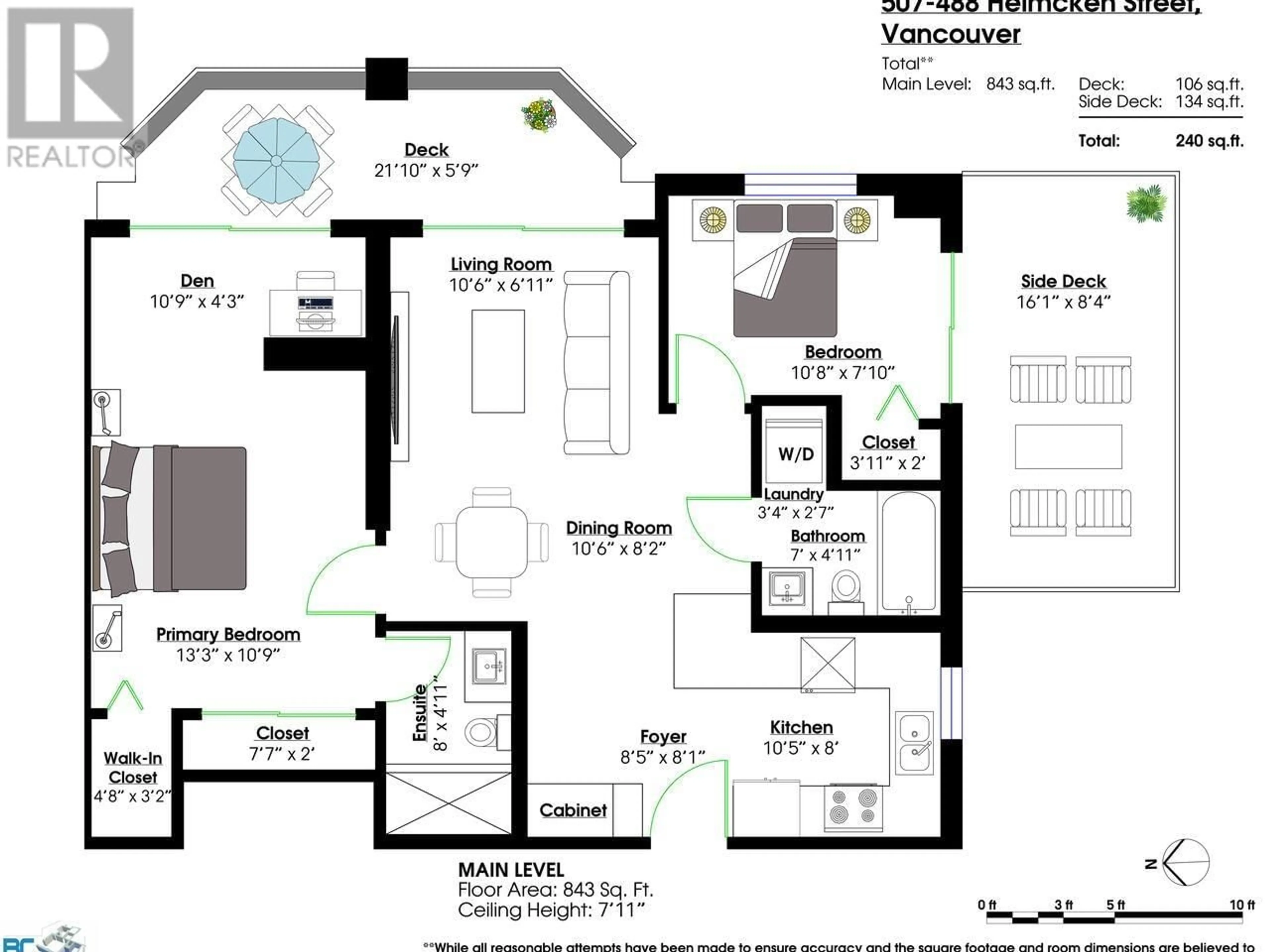 Floor plan for 507 - 488 HELMCKEN STREET, Vancouver British Columbia V6B6E4