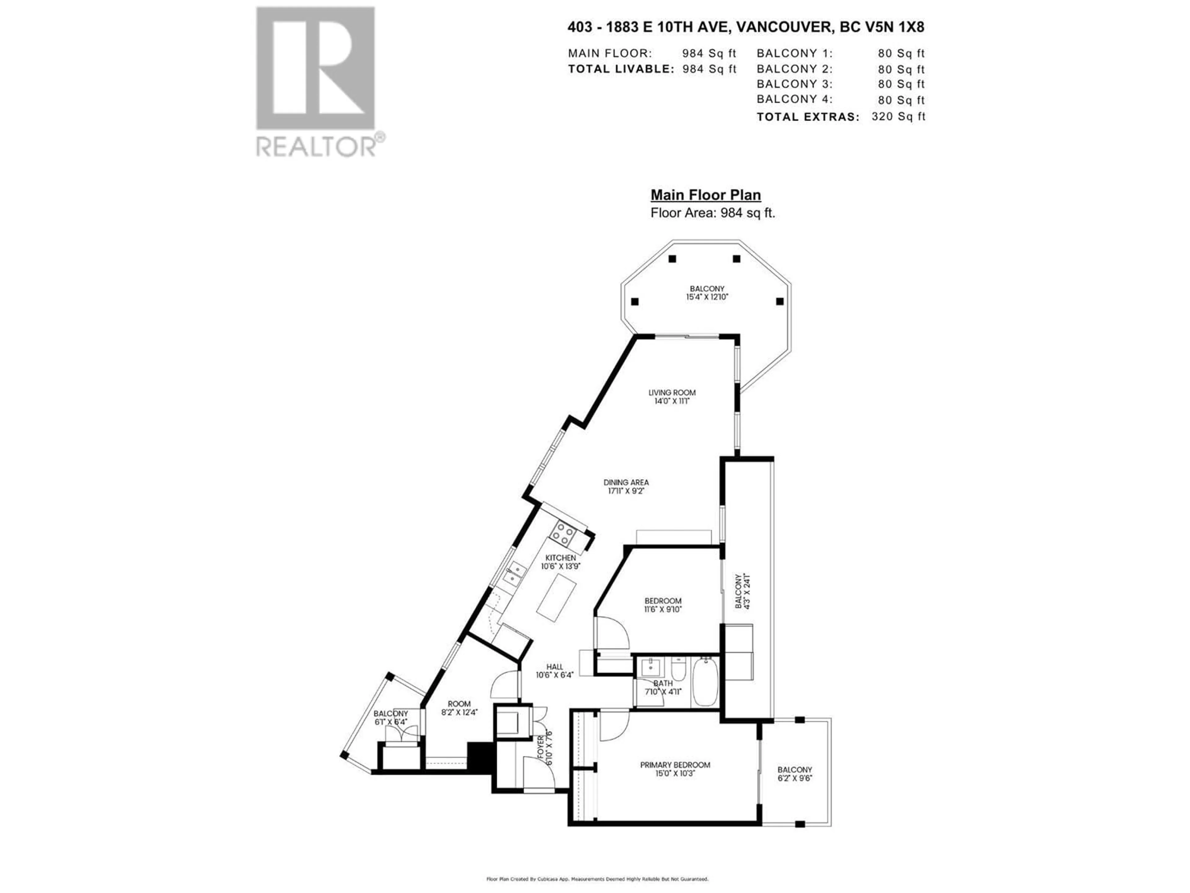 Floor plan for 403 - 1883 10TH AVENUE, Vancouver British Columbia V5N1X8