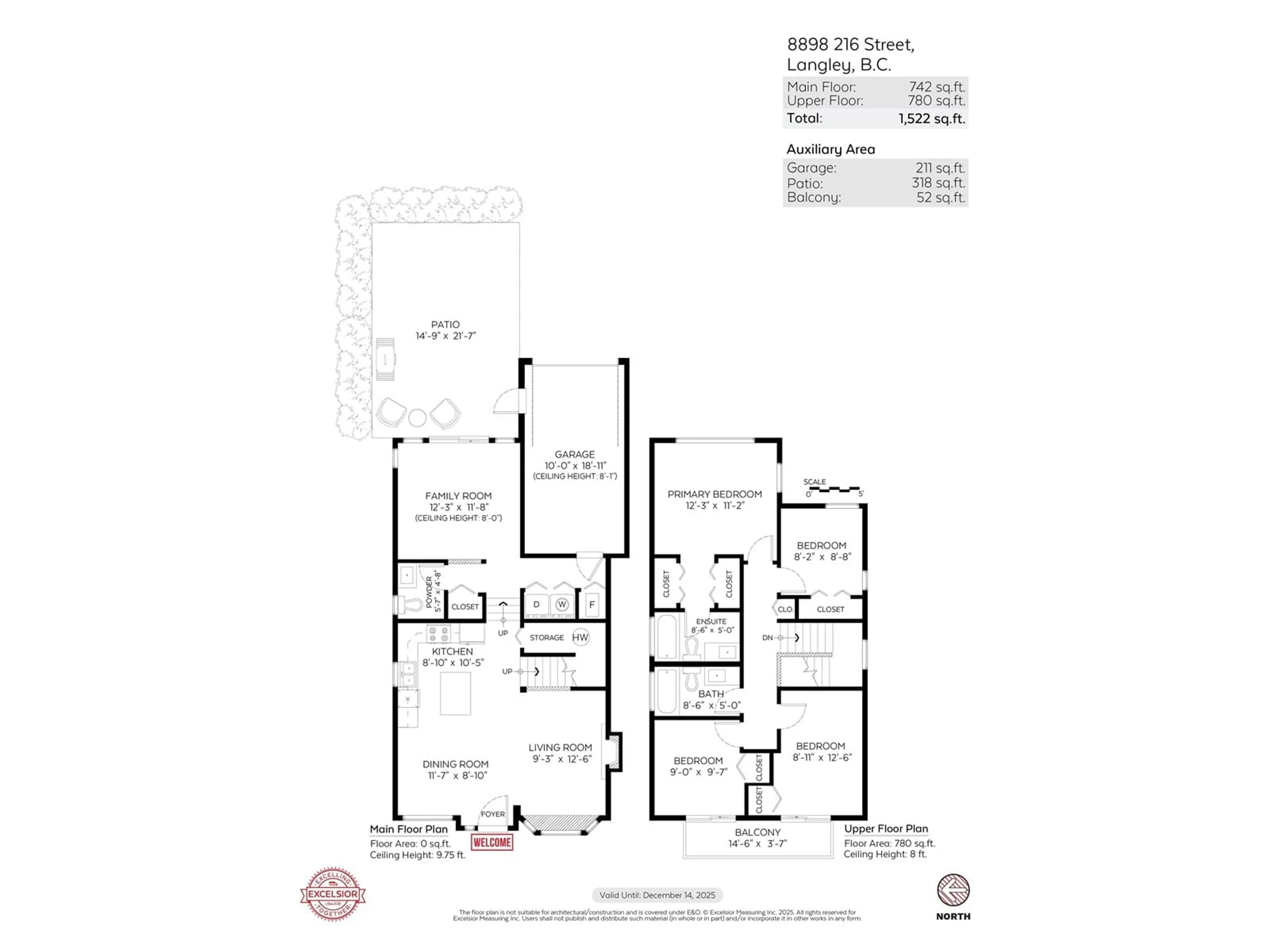 Floor plan for 8898 216, Langley British Columbia V1M3Z7