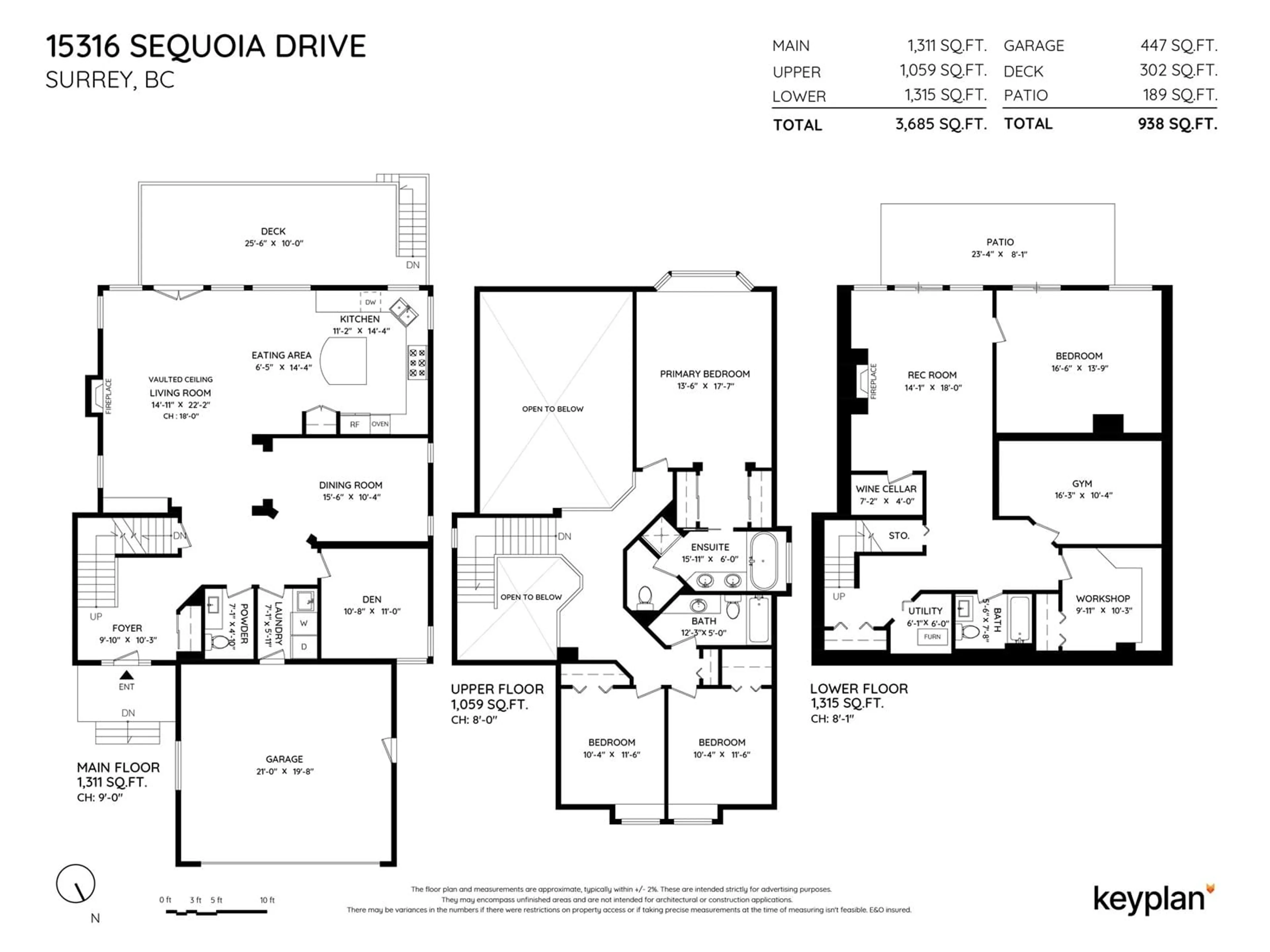 Floor plan for 15316 SEQUOIA, Surrey British Columbia V3S8N4