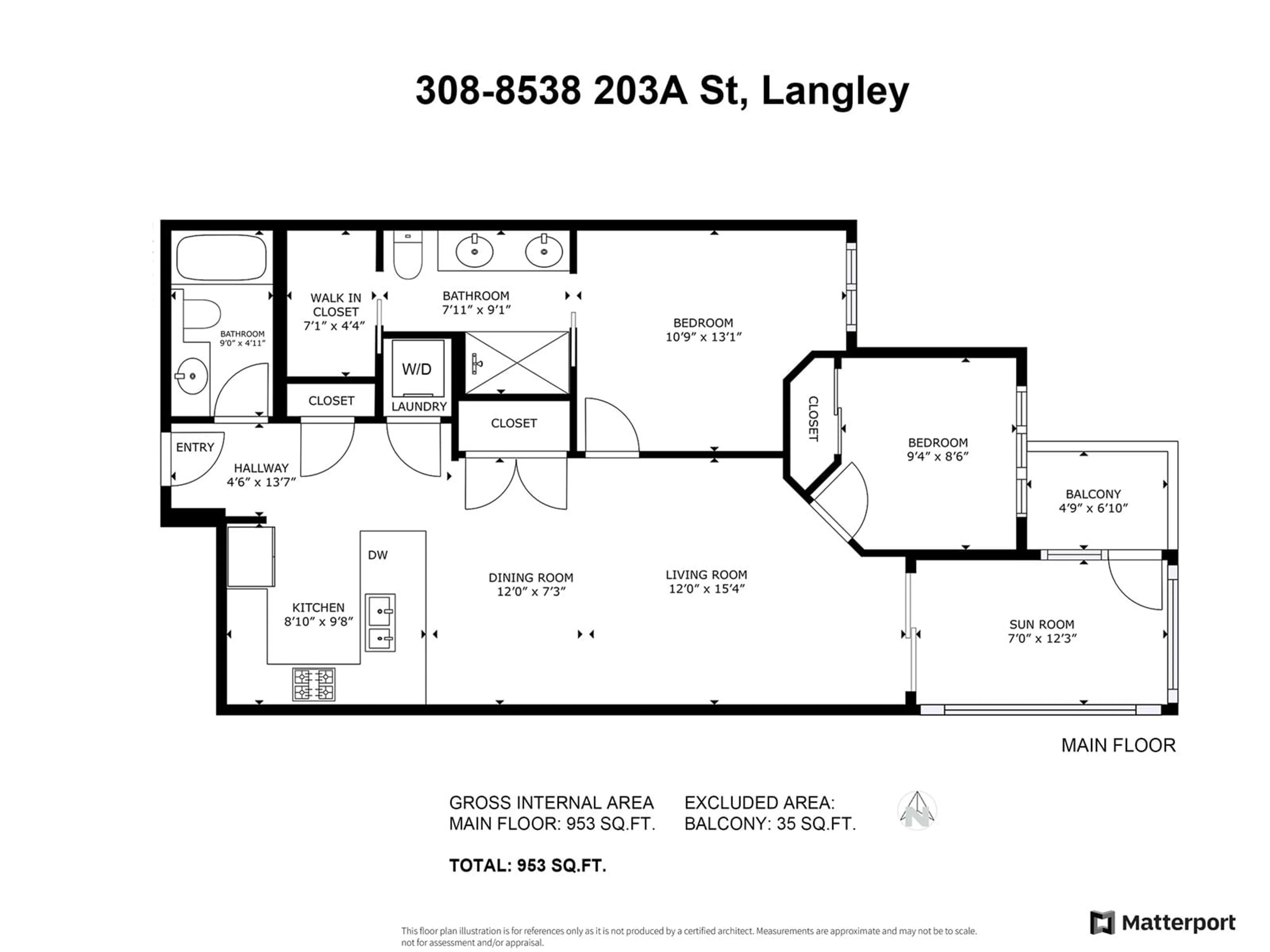 Floor plan for 308 - 8538 203A, Langley British Columbia V2Y3P9