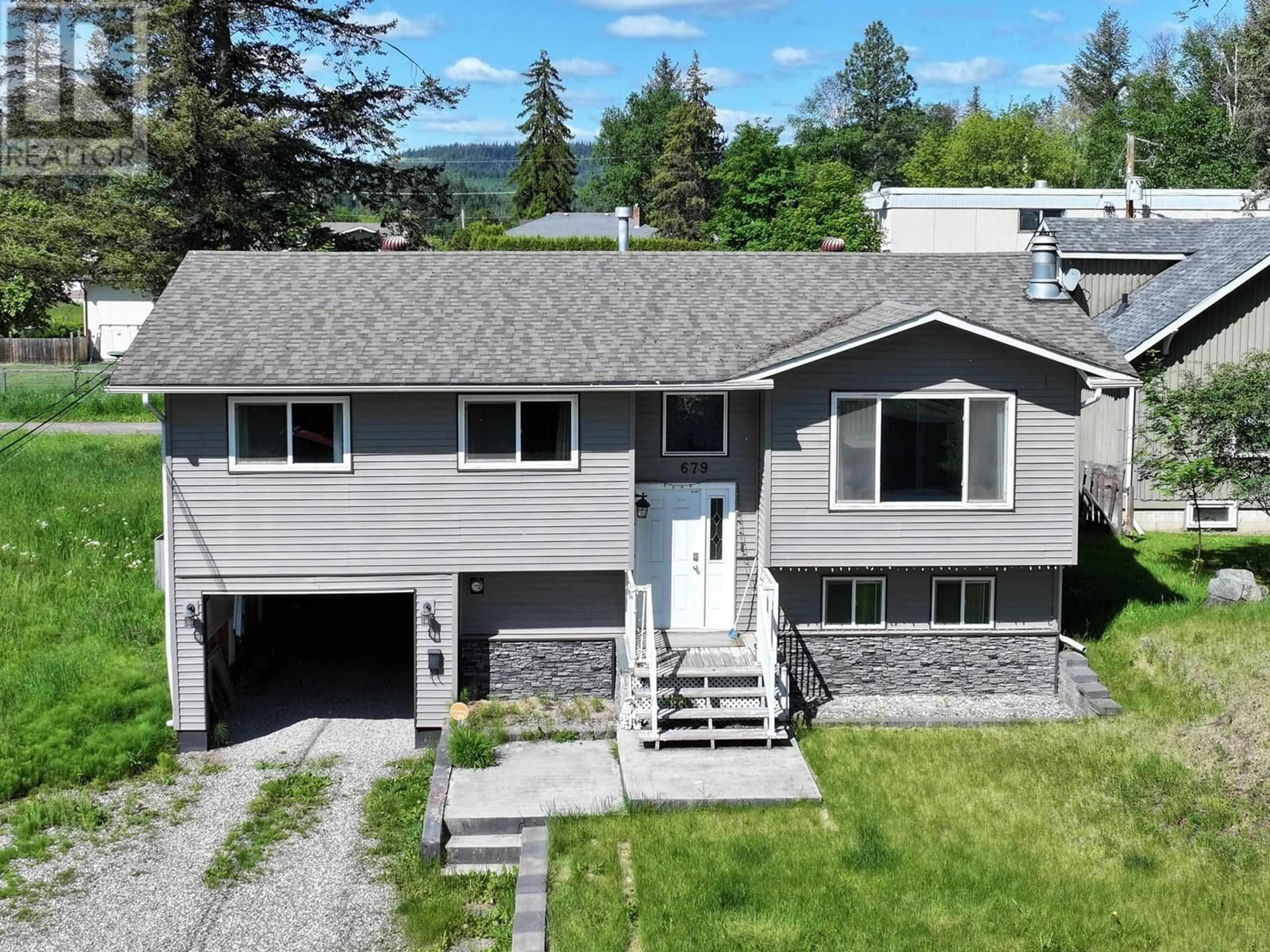 A pic from outside/outdoor area/front of a property/back of a property/a pic from drone, mountain view for 679 JONES STREET, Quesnel British Columbia V2J2X3