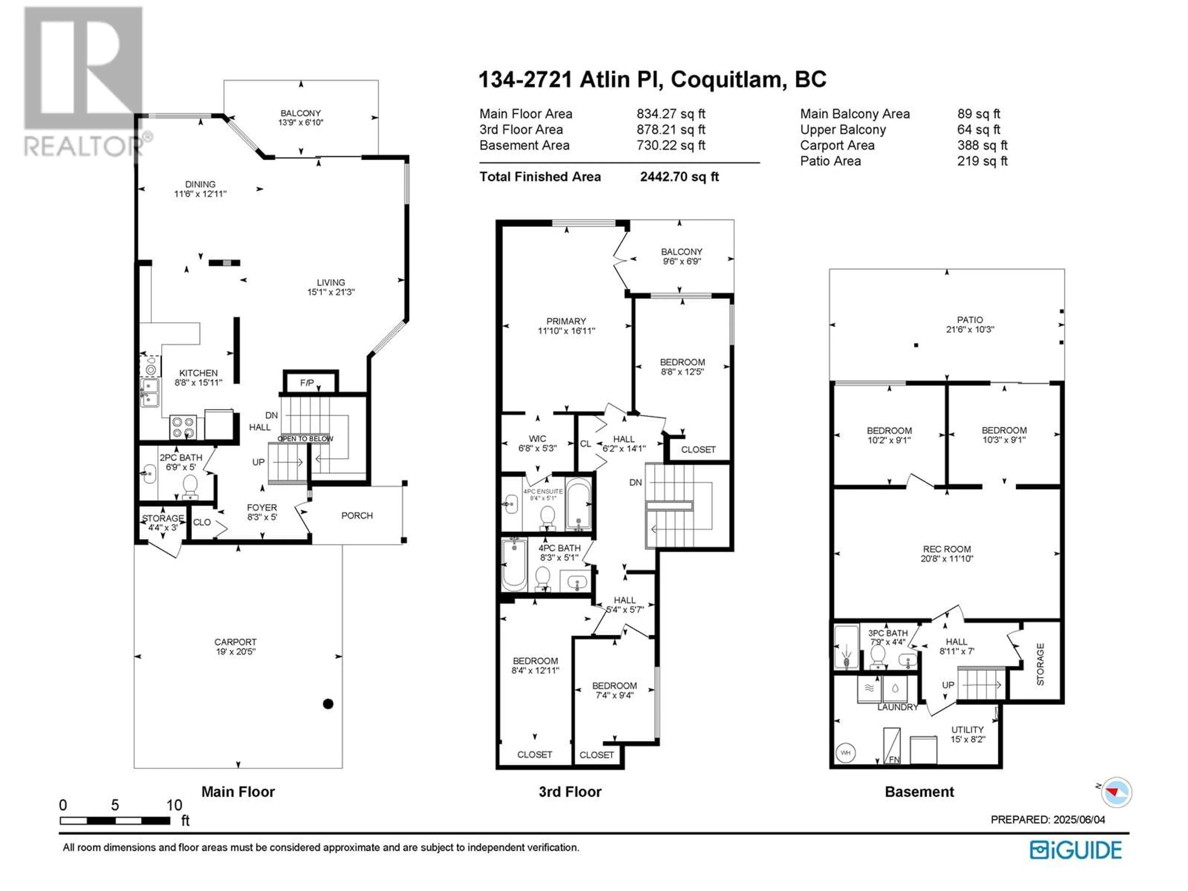 Floor plan for 134 - 2721 ATLIN PLACE, Coquitlam British Columbia V3C5B1