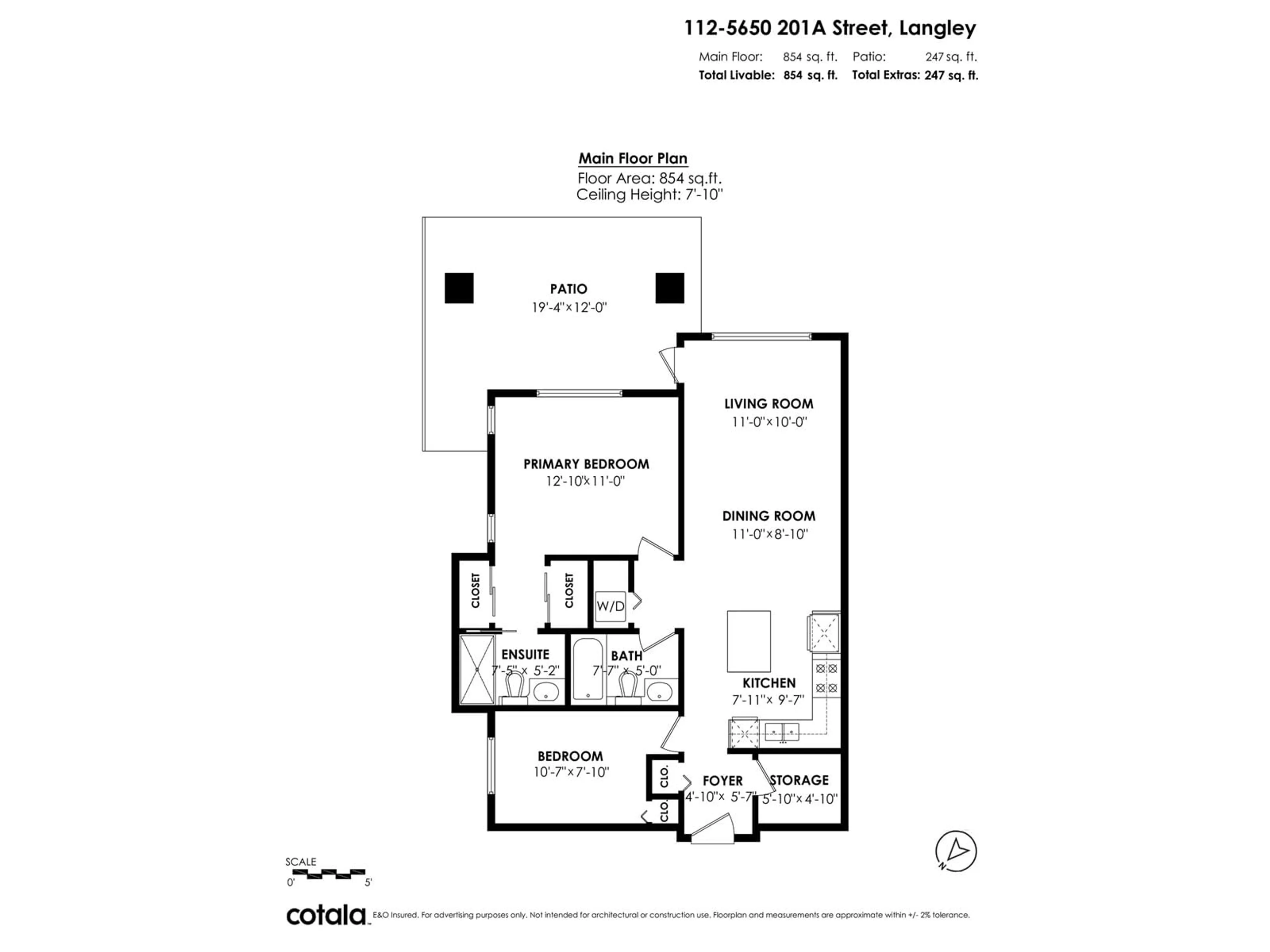Floor plan for 112 - 5650 201A, Langley British Columbia V3A0B3