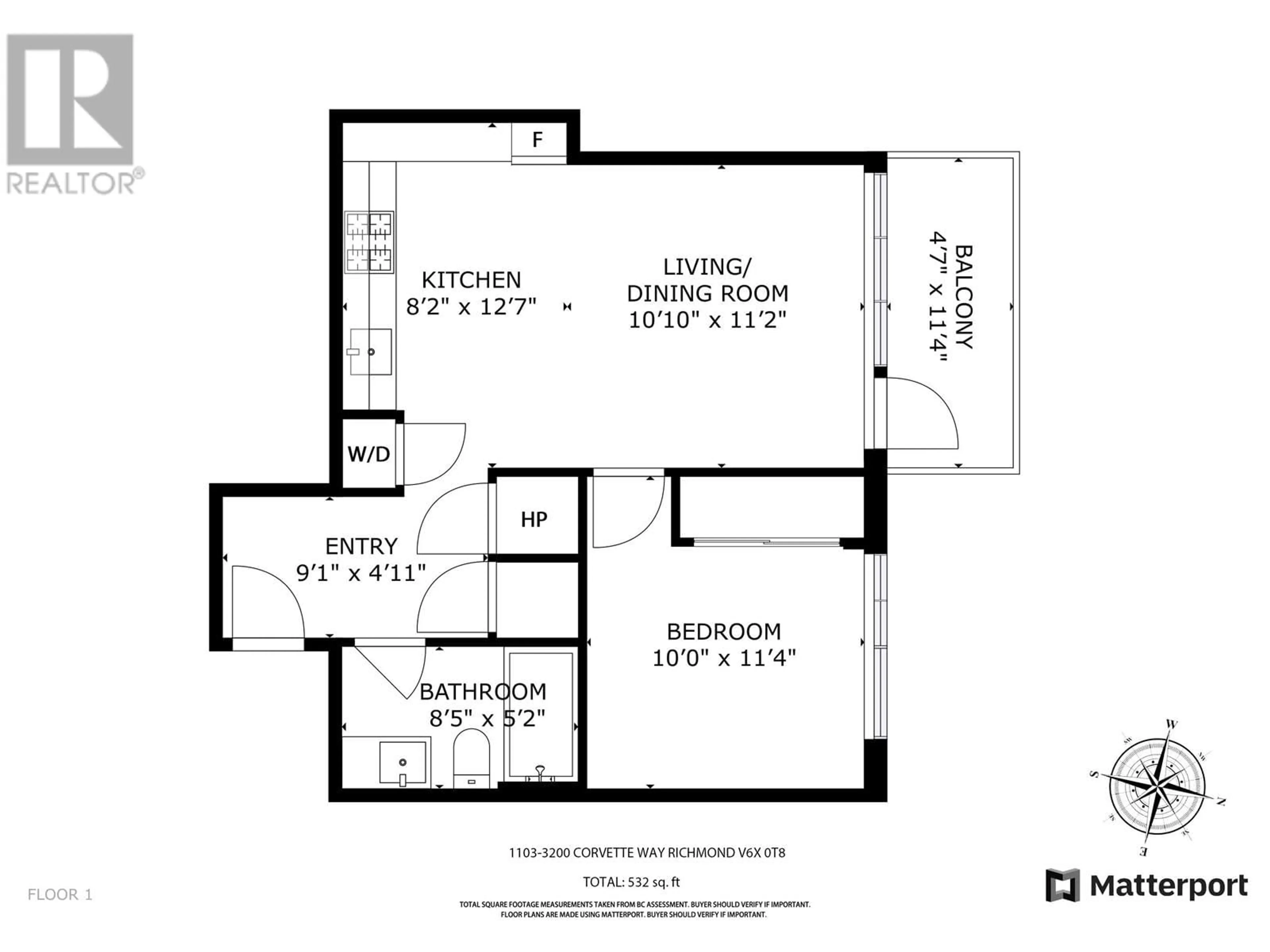 Floor plan for 1103 - 3200 CORVETTE WAY, Richmond British Columbia V6X0T8