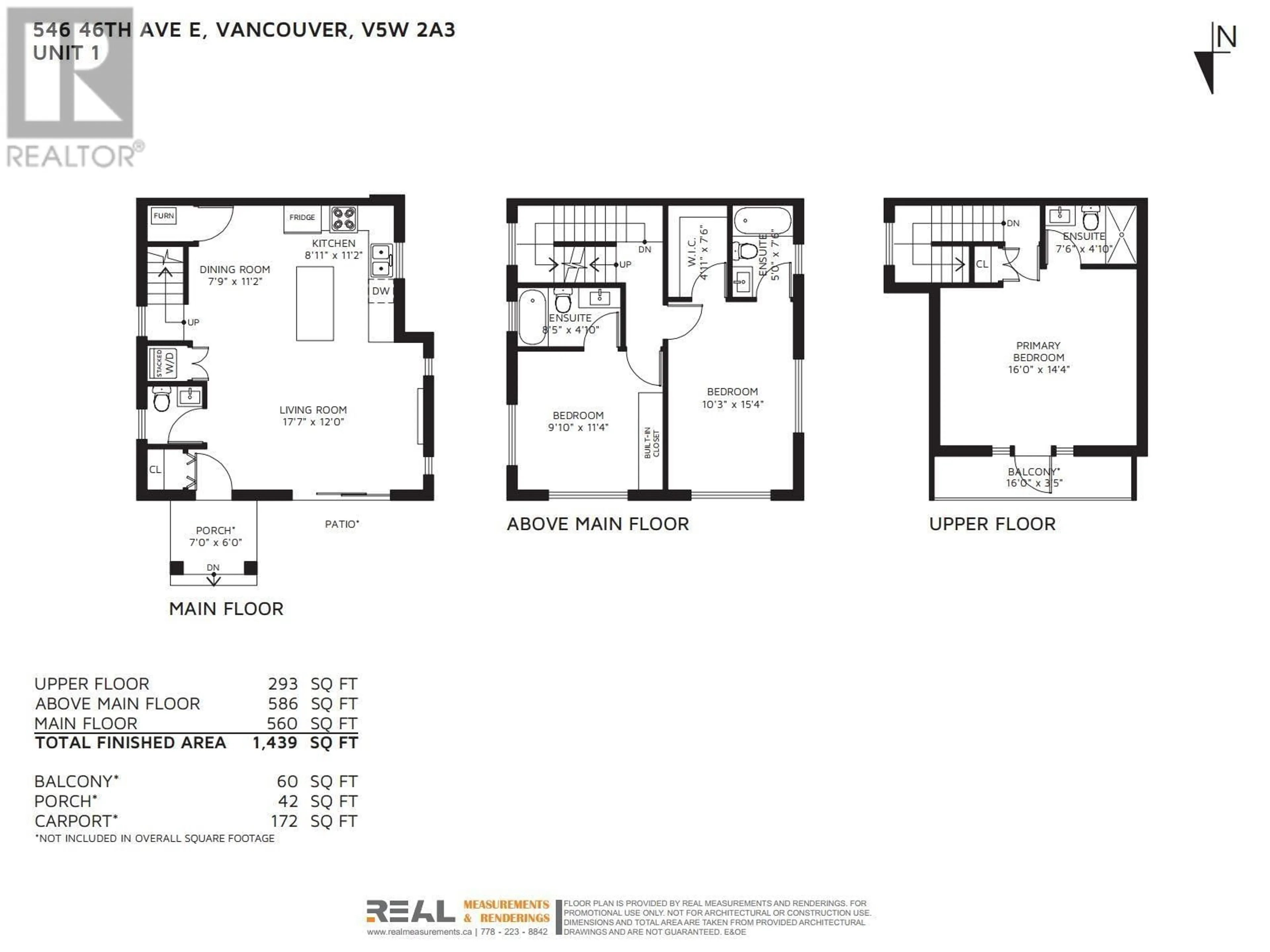 Floor plan for 1 - 546 46TH AVENUE, Vancouver British Columbia V5W2A3