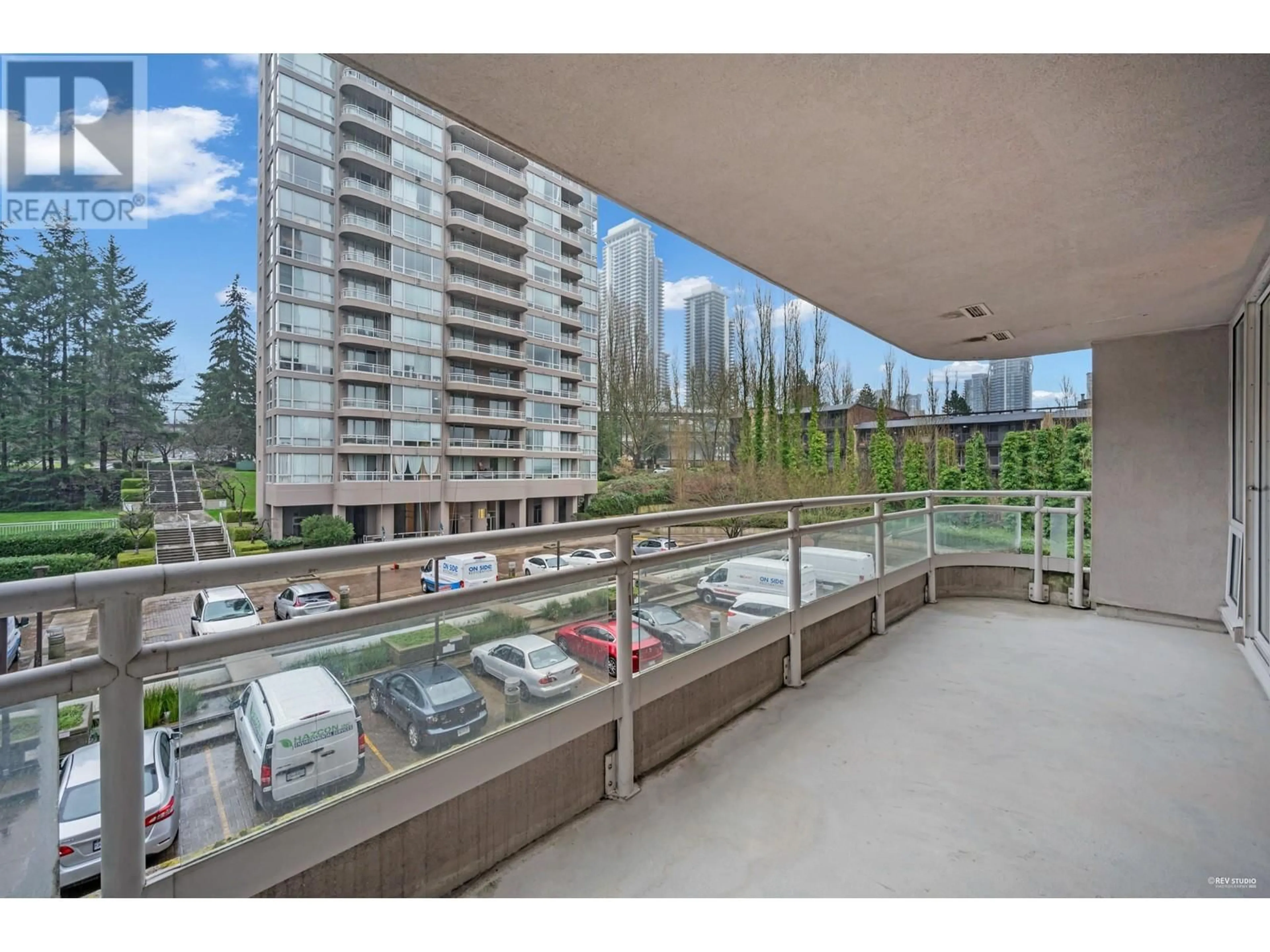 Balcony in the apartment, city buildings view from balcony for 201 - 9623 MANCHESTER DRIVE, Burnaby British Columbia V3N4Y8