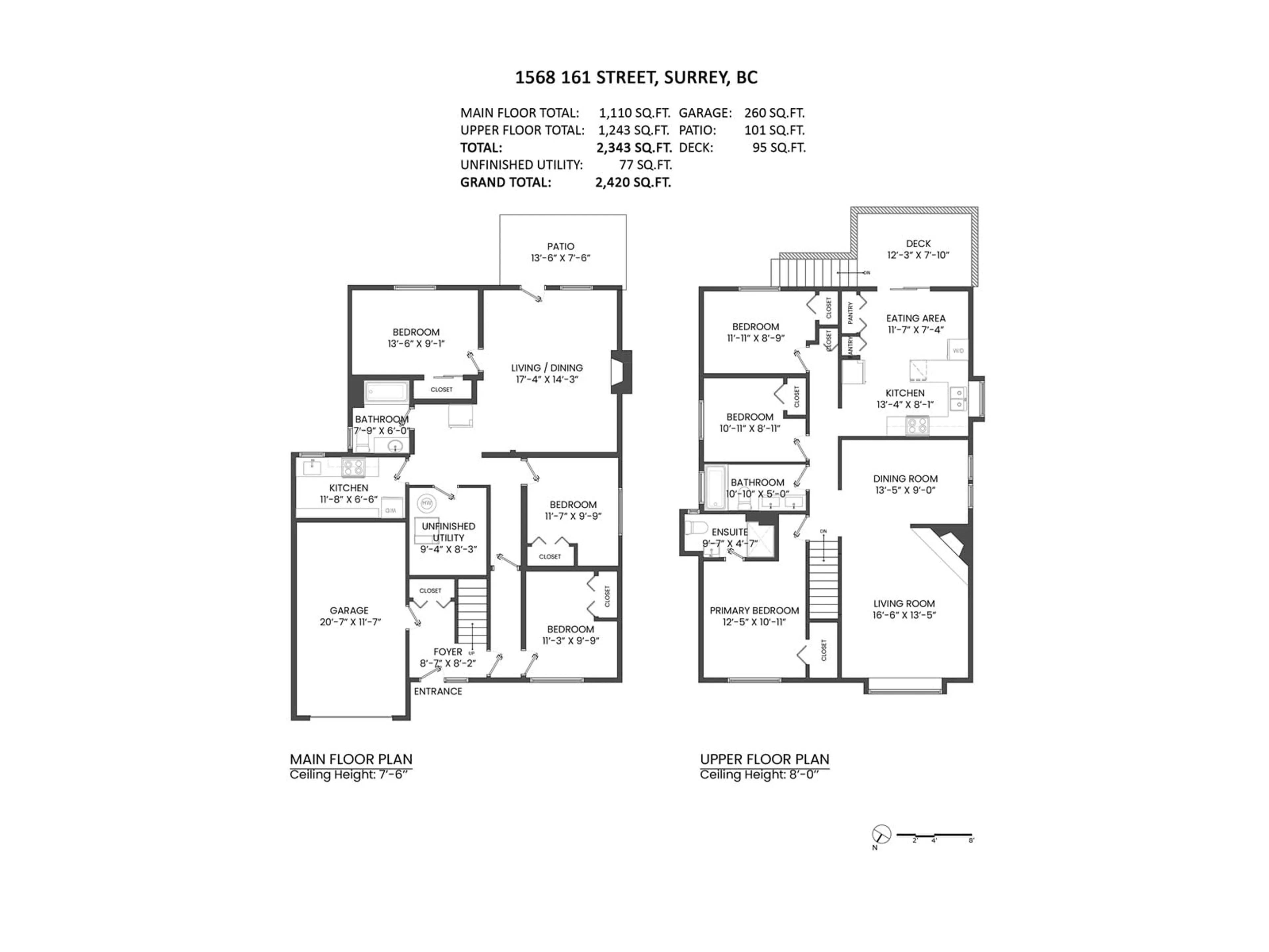 Floor plan for 1568 161, Surrey British Columbia V4A4X8