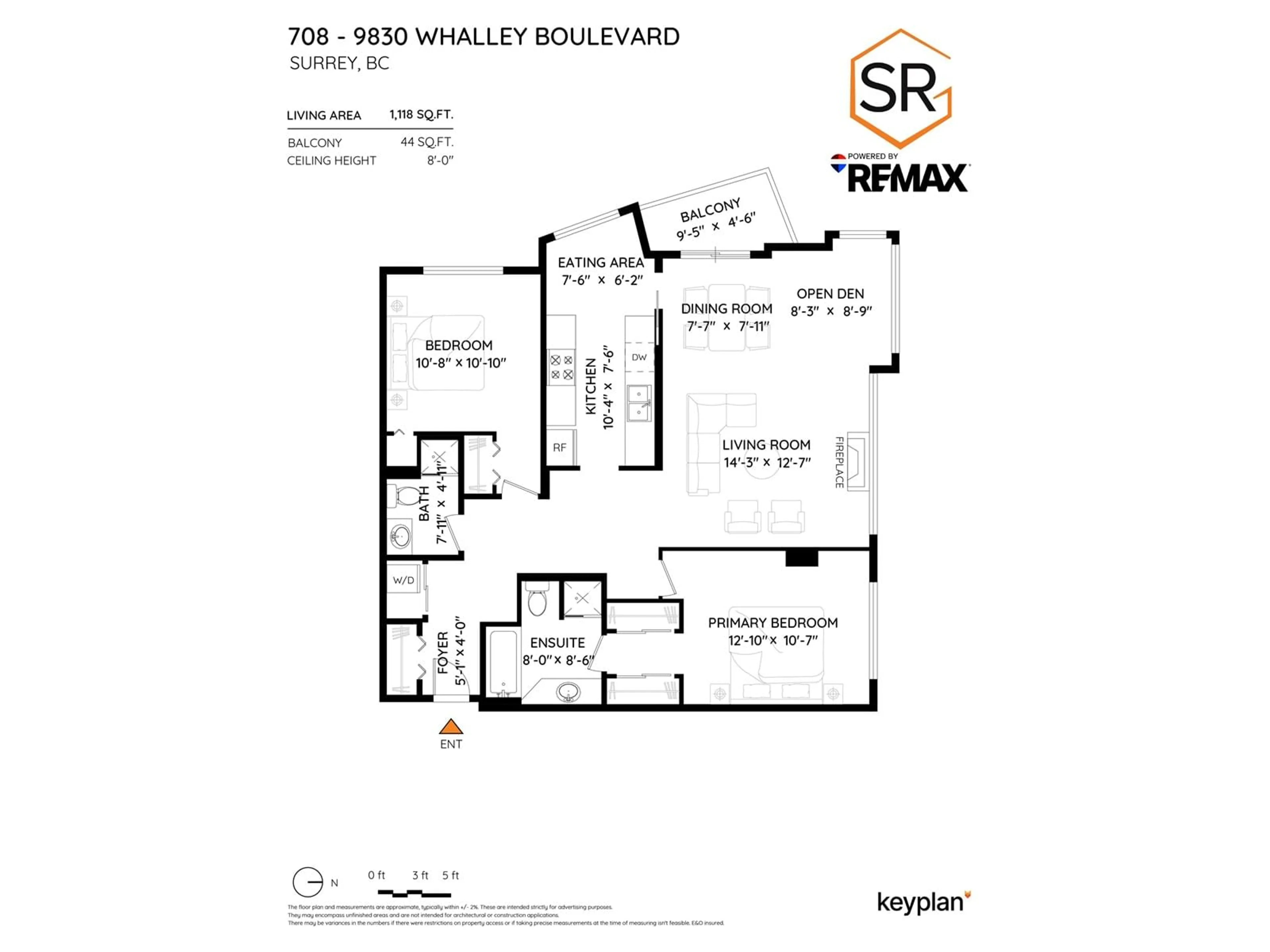 Floor plan for 708 - 9830 WHALLEY, Surrey British Columbia V3T5S7