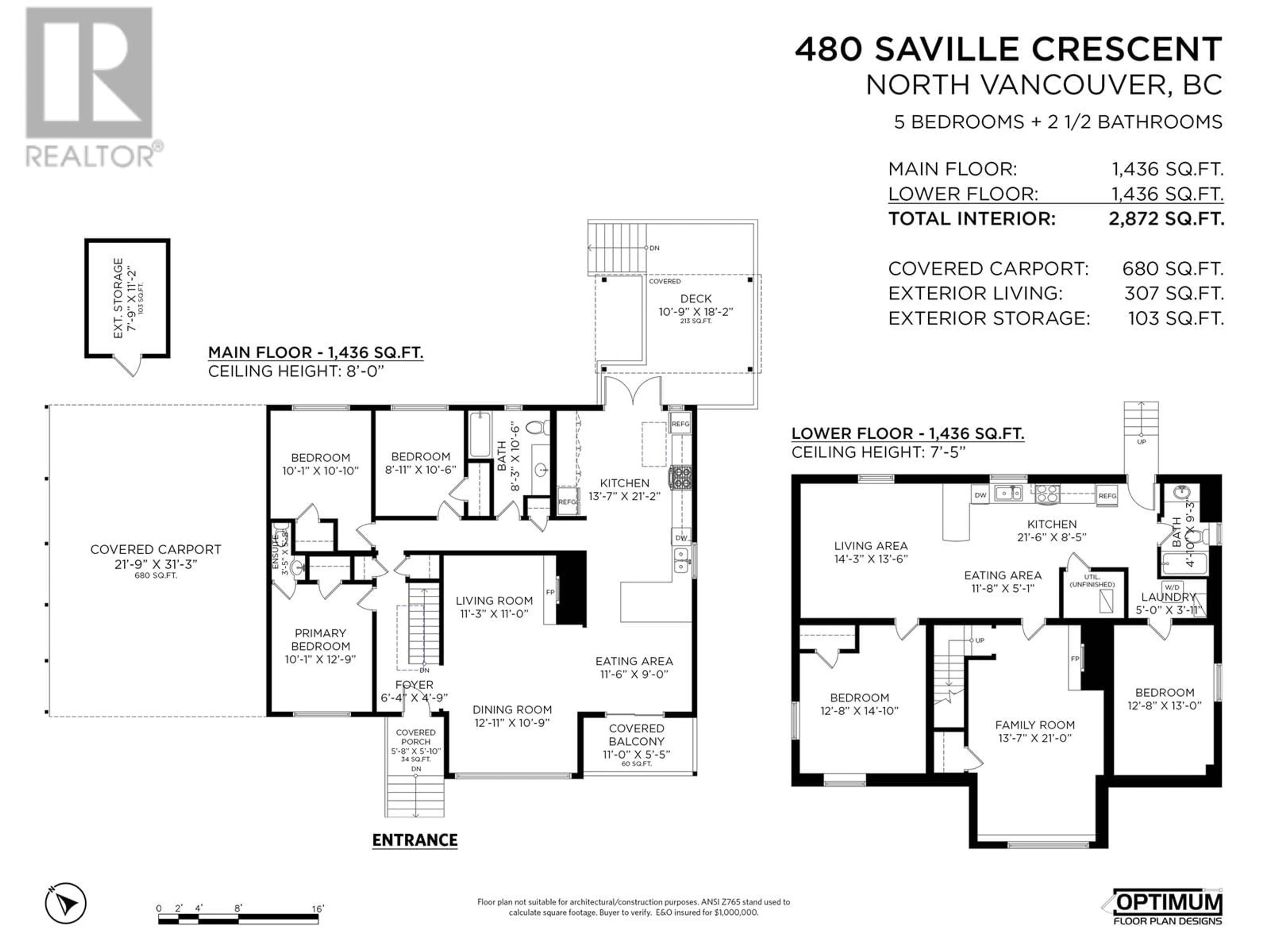 Floor plan for 480 SAVILLE CRESCENT, North Vancouver British Columbia V7N3B1