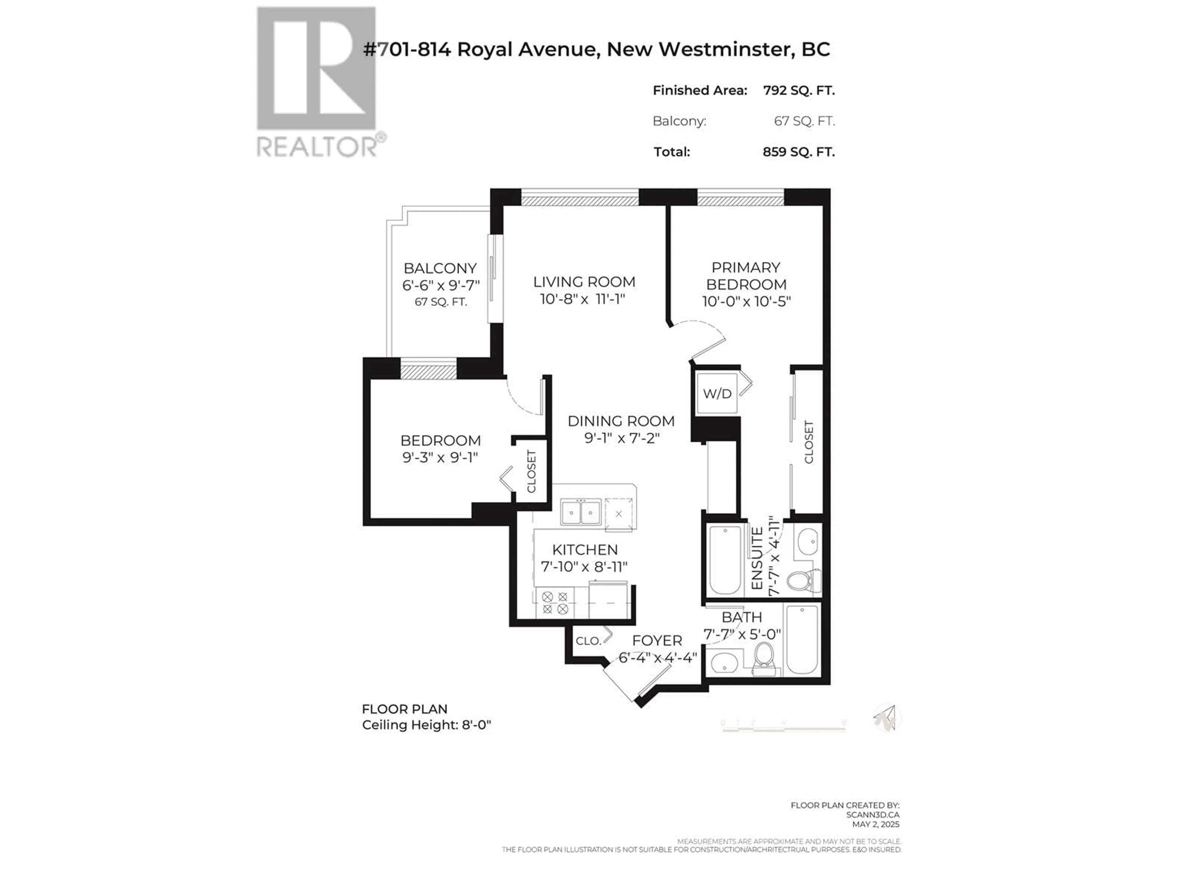 Floor plan for 701 - 814 ROYAL AVENUE, New Westminster British Columbia V3M1J9