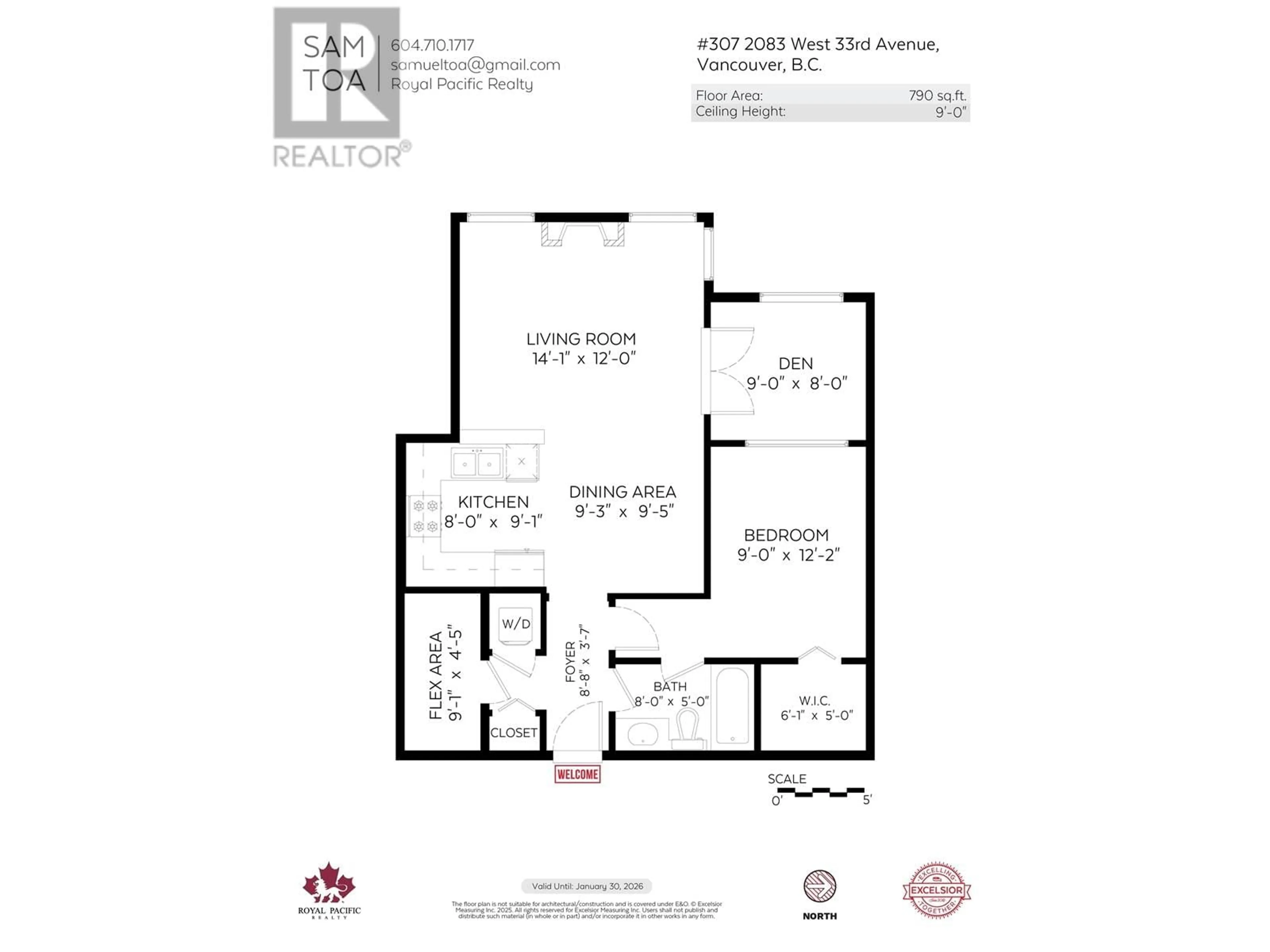 Floor plan for 307 - 2083 33 AVENUE, Vancouver British Columbia V6M4M6