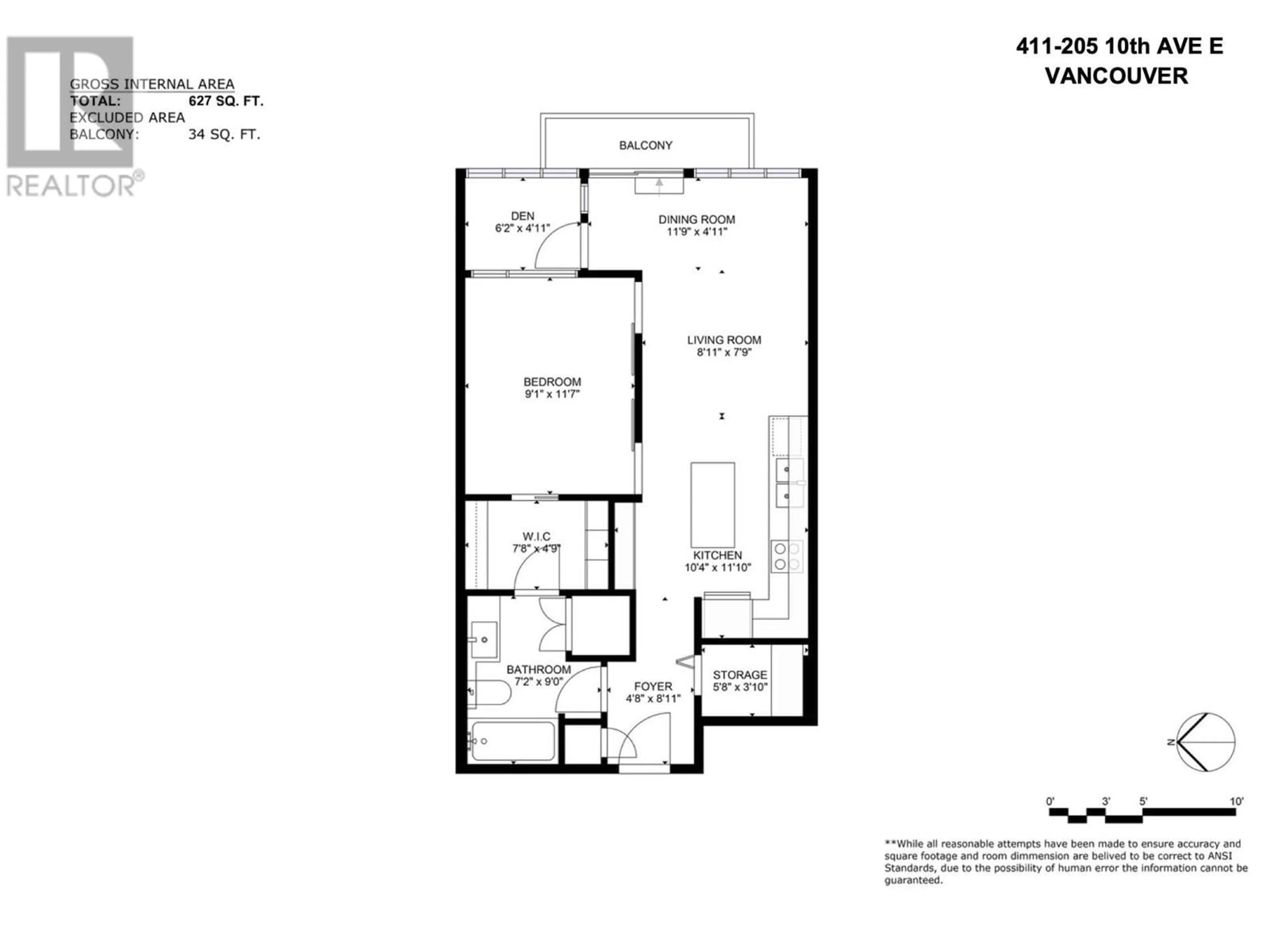 Floor plan for 411 - 205 10TH AVENUE, Vancouver British Columbia V5T4V6