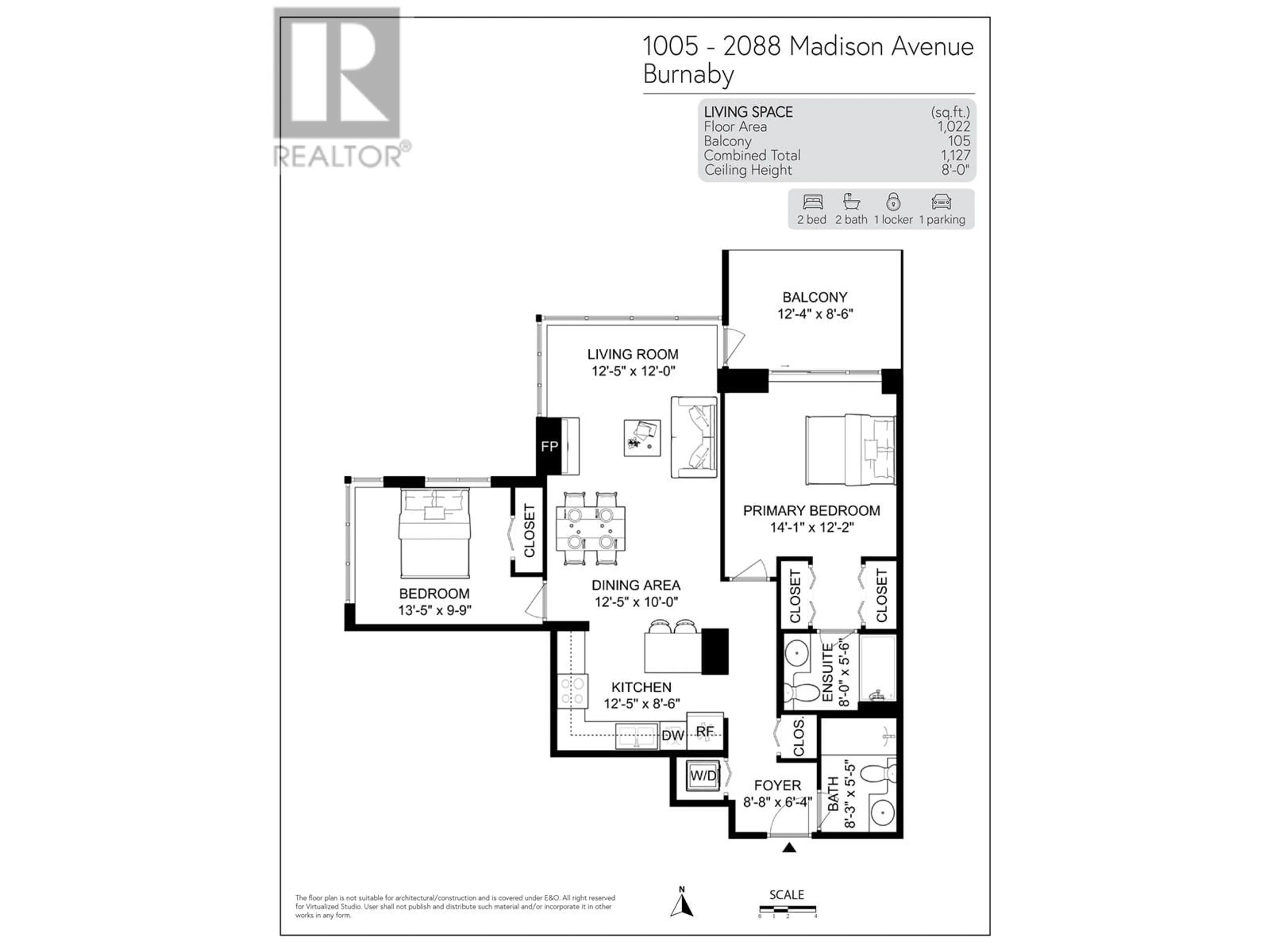 Floor plan for 1005 - 2088 MADISON AVENUE, Burnaby British Columbia V5C6T5